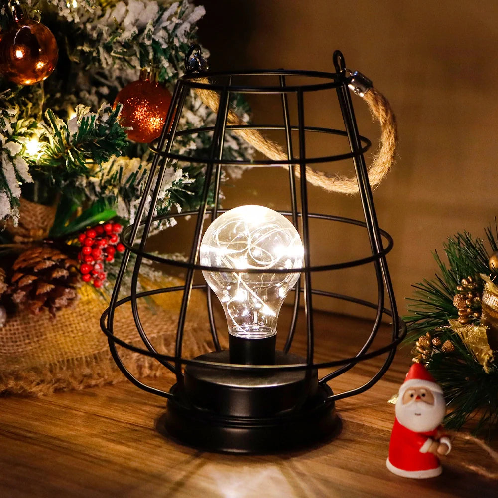 8.5" Tall Battery Powered Outdoor Table Lamp Black
