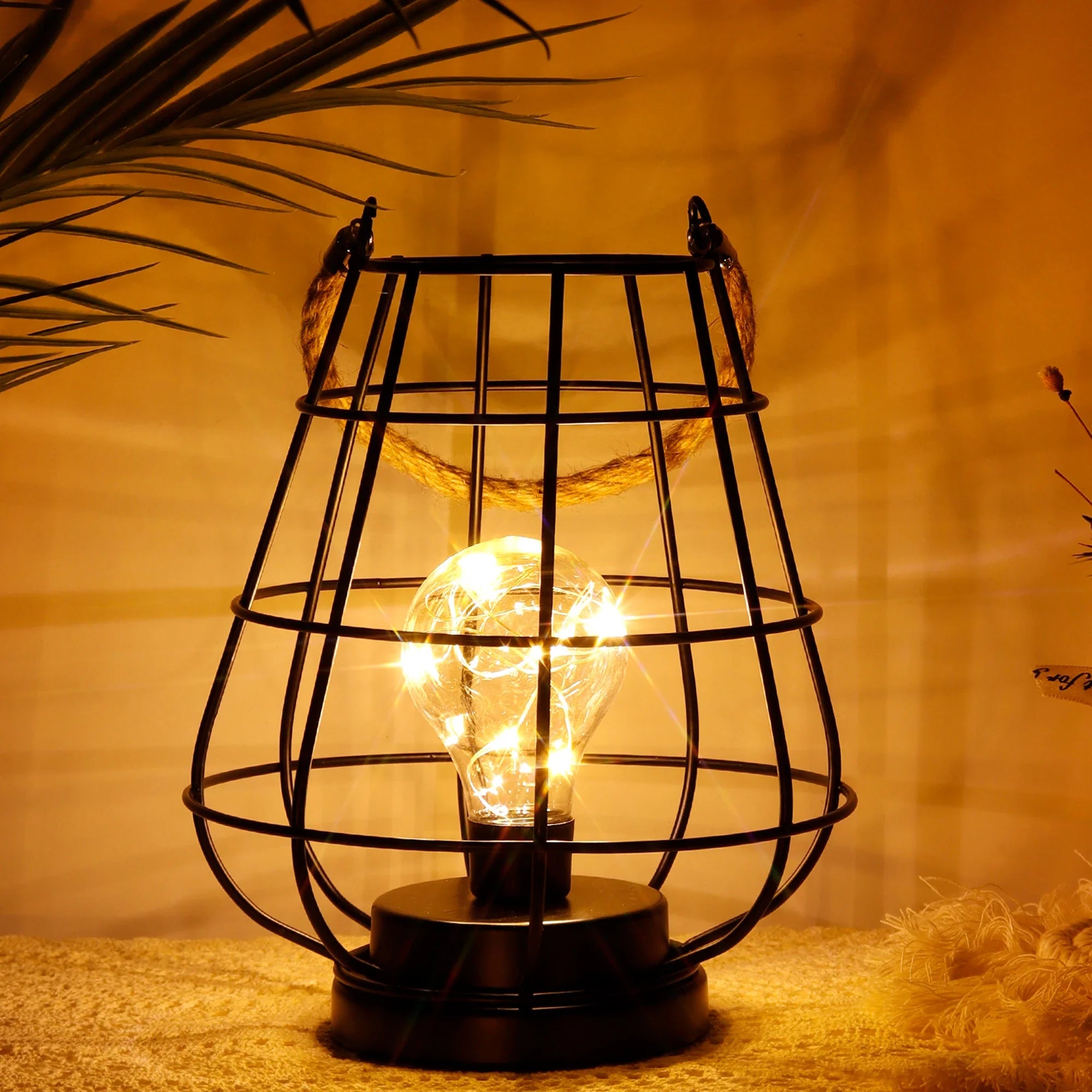 8.5" Tall Battery Powered Outdoor Table Lamp Black