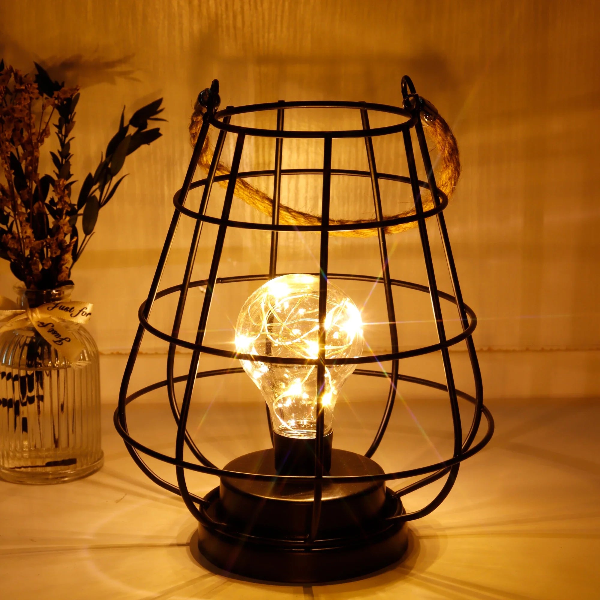 8.5" Tall Battery Powered Outdoor Table Lamp Black