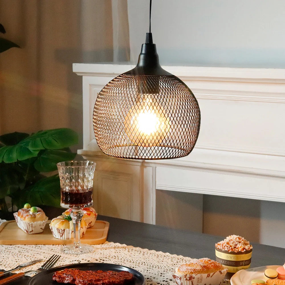 8.5"H Hanging Lamp Black Battery Powered(Round)