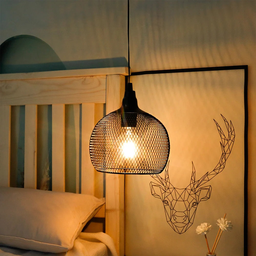 8.5"H Hanging Lamp Black Battery Powered(Round)