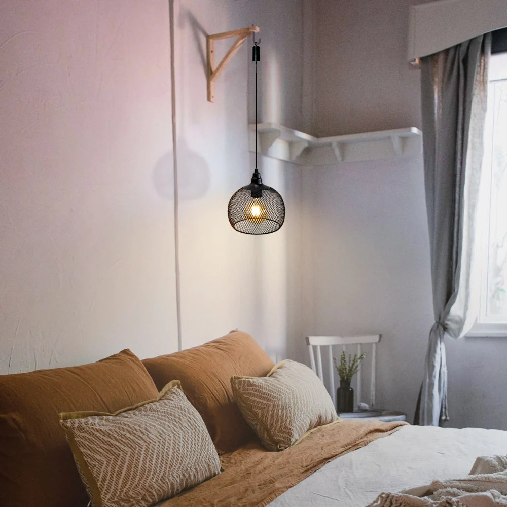 8.5"H Hanging Lamp Black Battery Powered(Round)