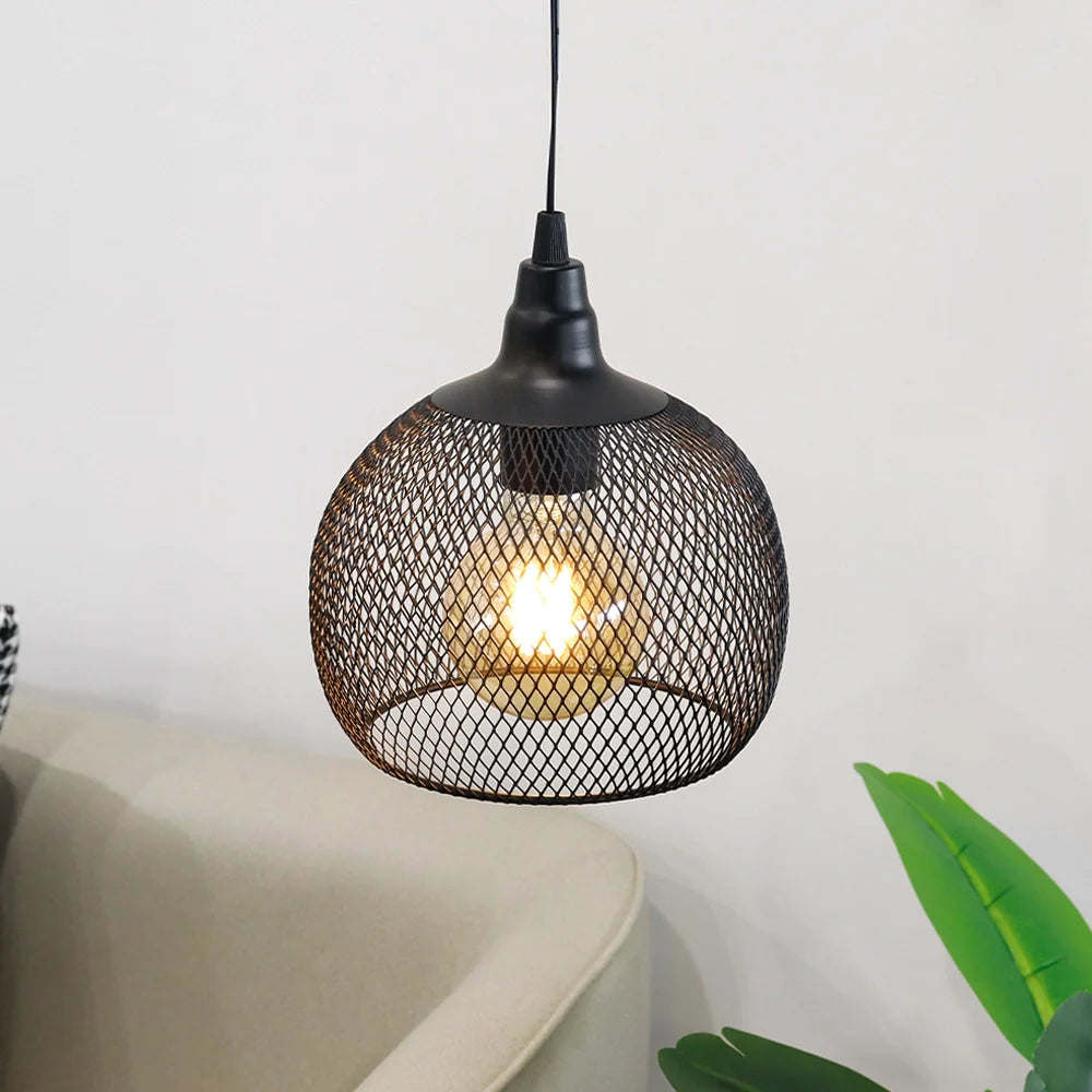 8.5"H Hanging Lamp Black Battery Powered(Round)