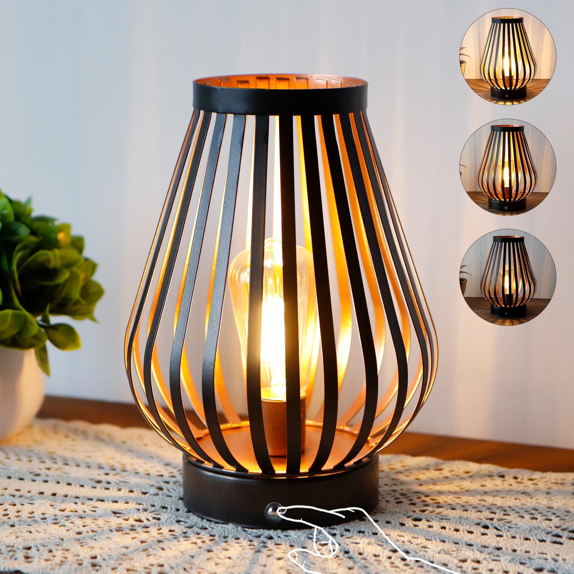 8.5''H Rechargeable Battery Powered Lamp with LED Edison Style Bulb