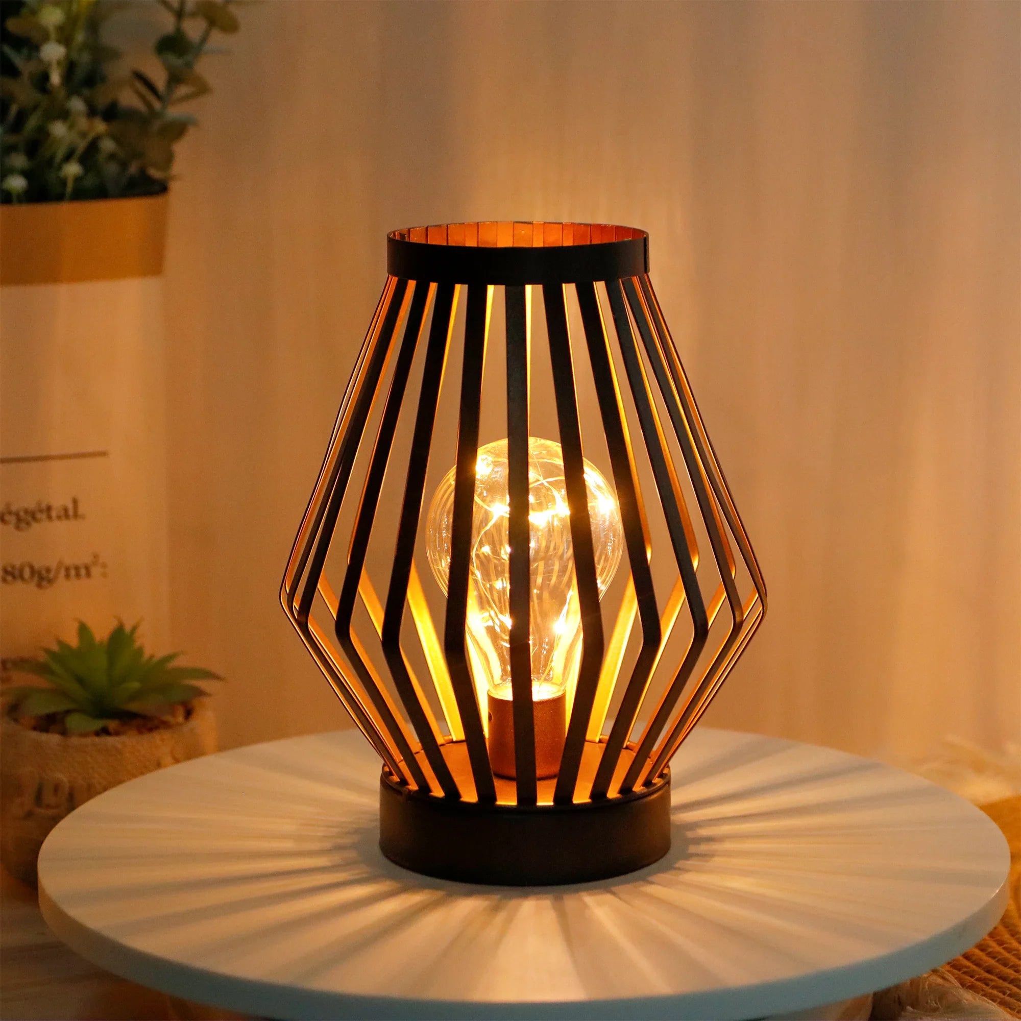 8.7”H Tall Battery powered table lamp(Diamond)