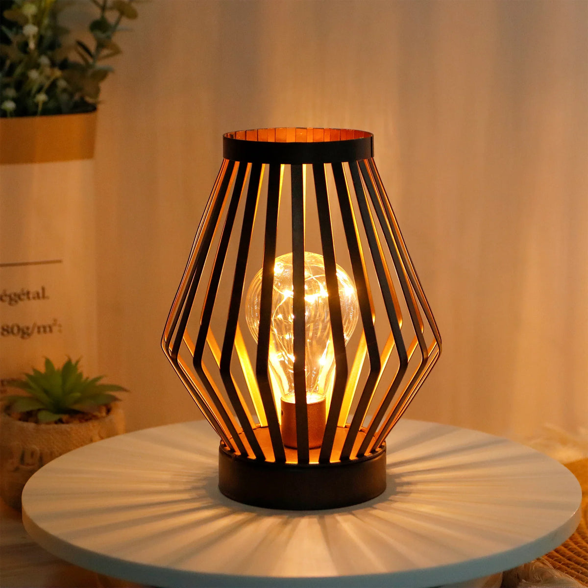 8.7”H Tall Battery powered table lamp(Diamond)