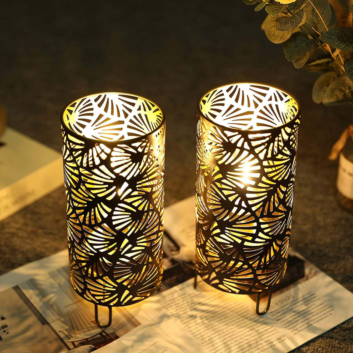 9''High Metal Lamp Battery Powered Metal Lamp（Set of 2）