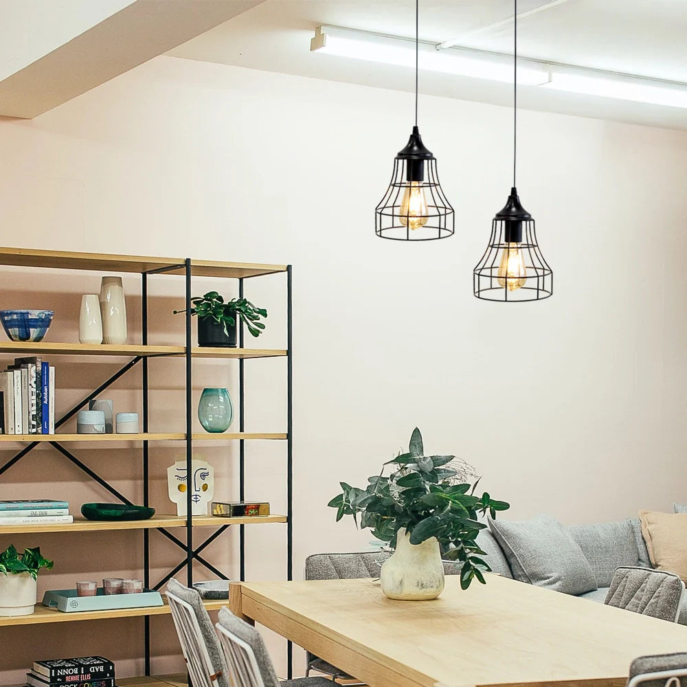 9.5"H Hanging Lamp Black Battery Powered(Geometry)