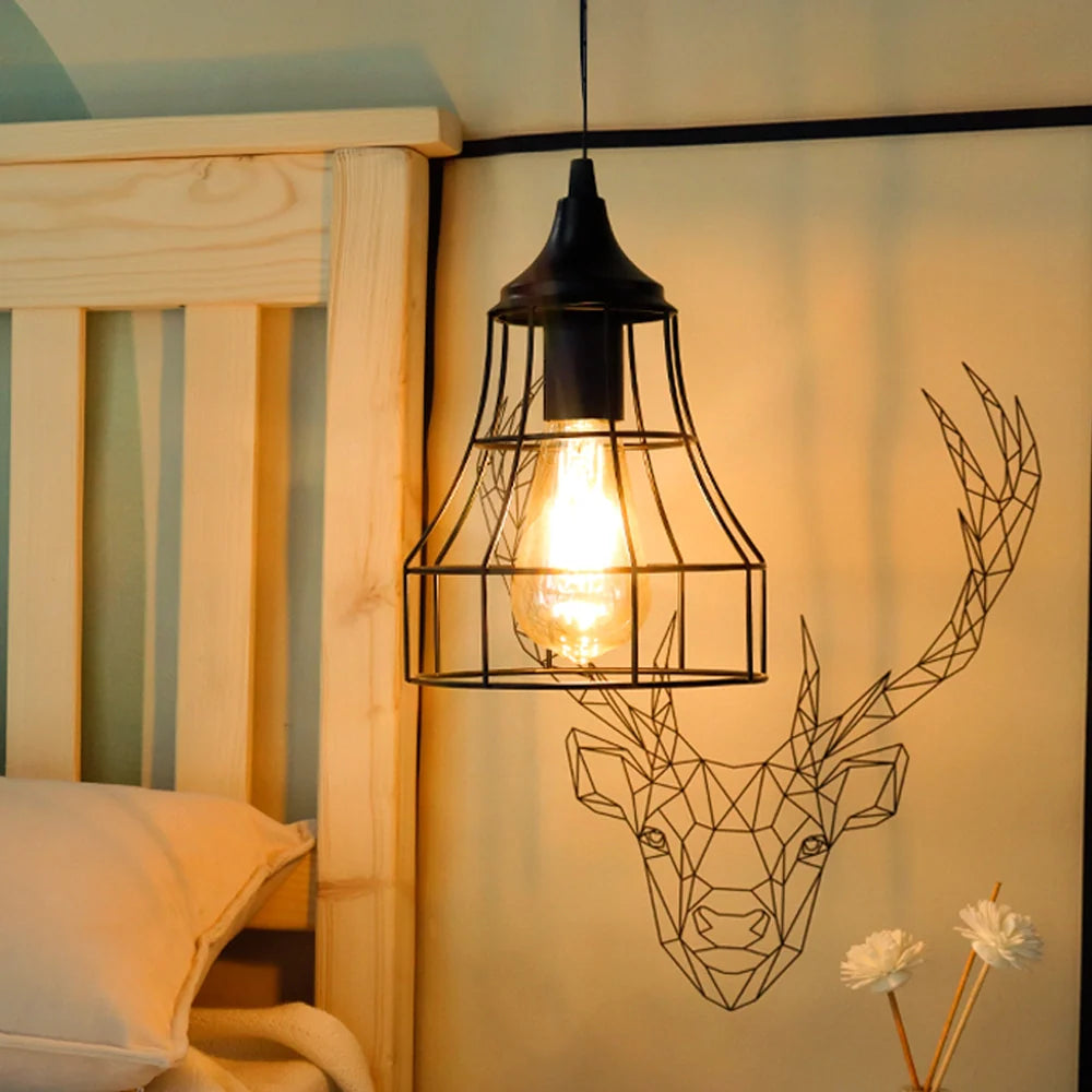 9.5"H Hanging Lamp Black Battery Powered(Geometry)