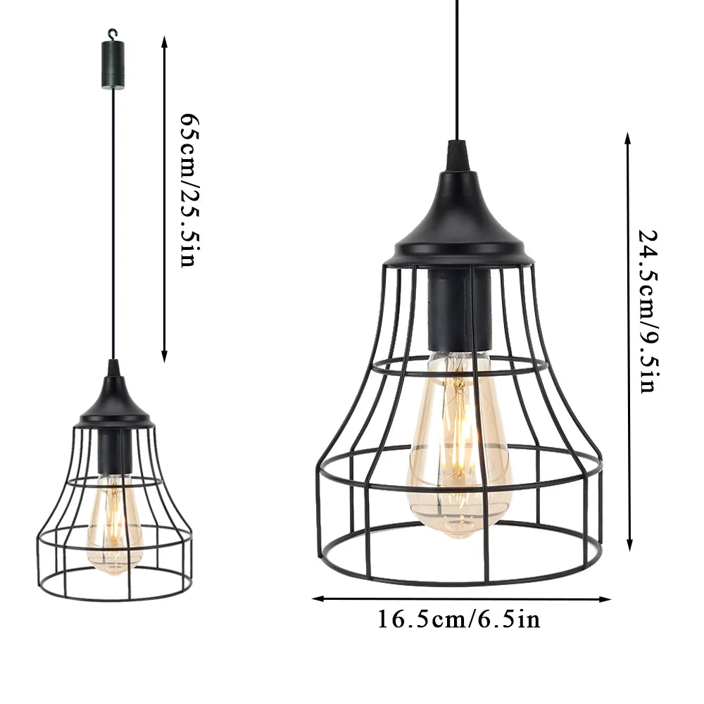 9.5"H Hanging Lamp Black Battery Powered(Geometry)