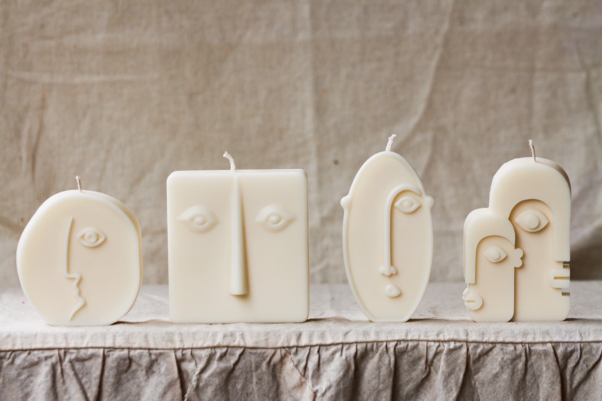 Abstract Face Candle Set, Modern Art Candles
