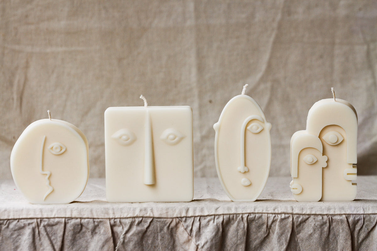 Abstract Face Candle Set, Modern Art Candles