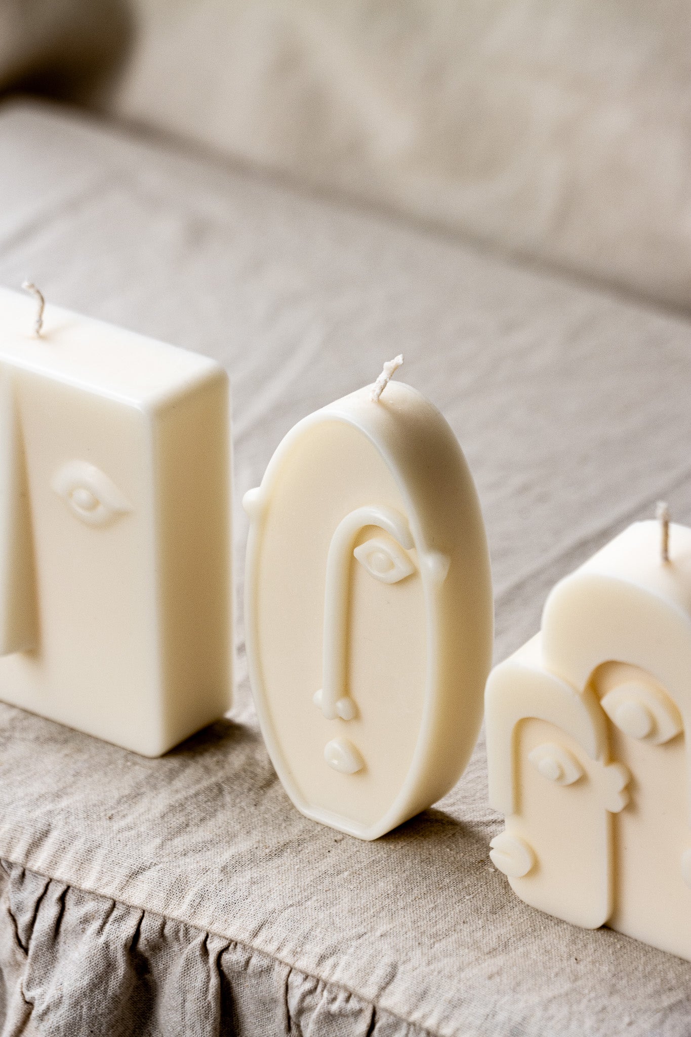 Abstract Face Candle Set, Modern Art Candles