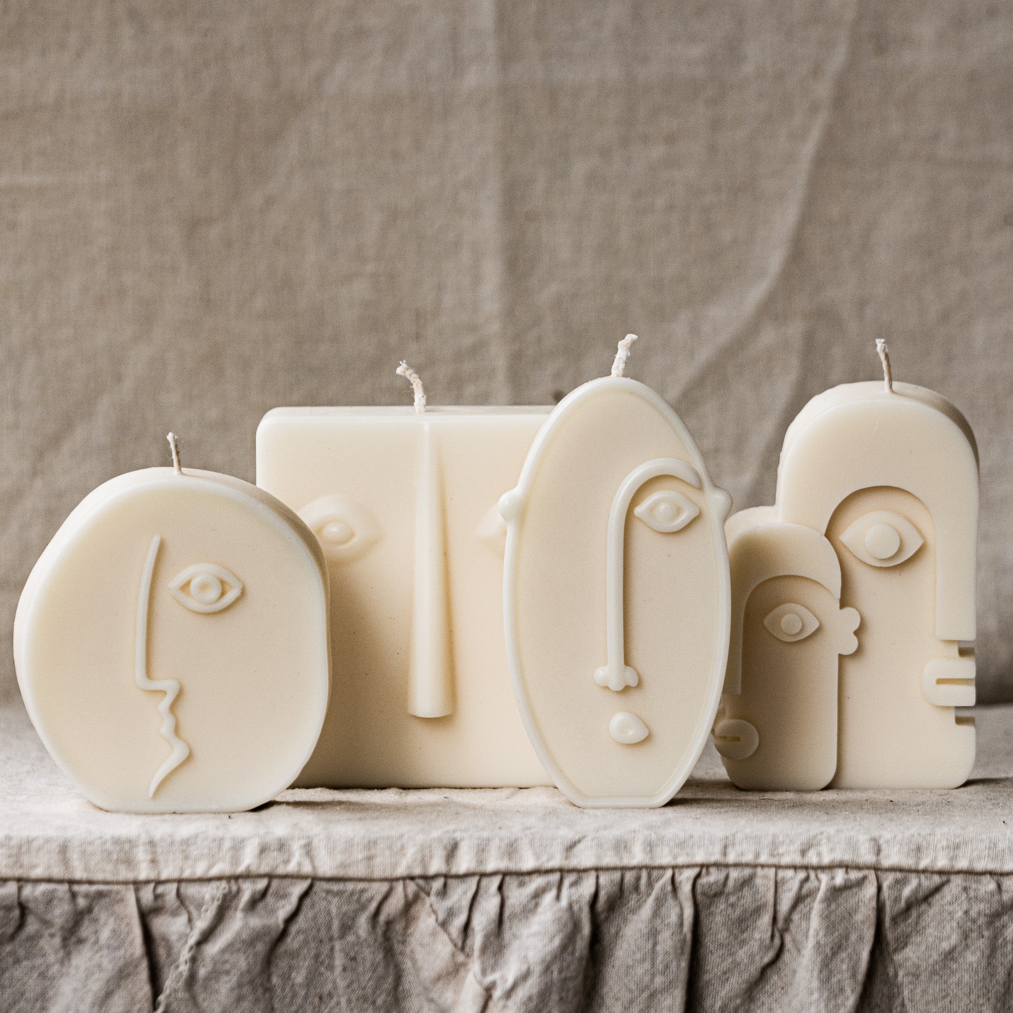 Abstract Face Candle Set, Modern Art Candles