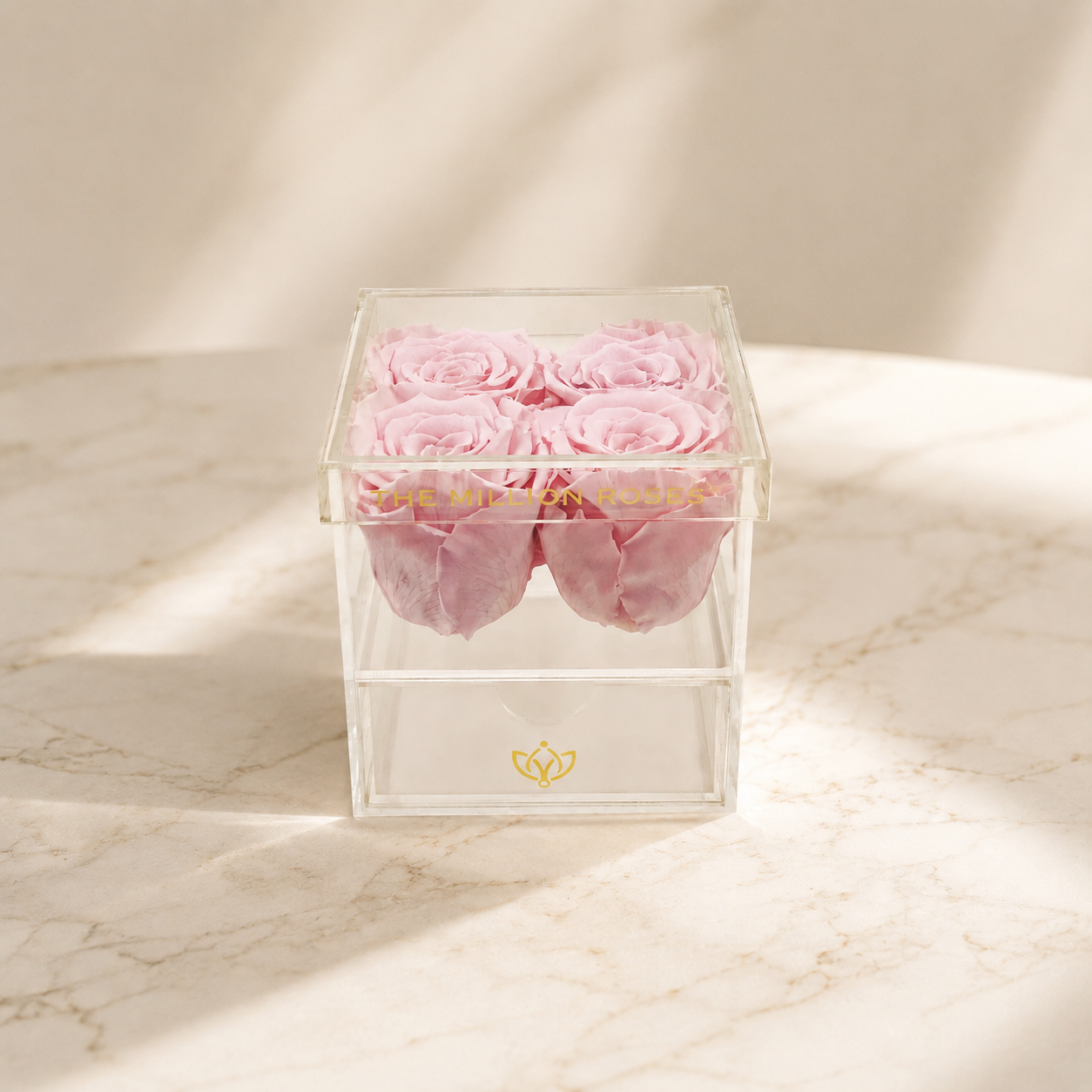 Acrylic 4 Drawer Box | Light Pink Roses