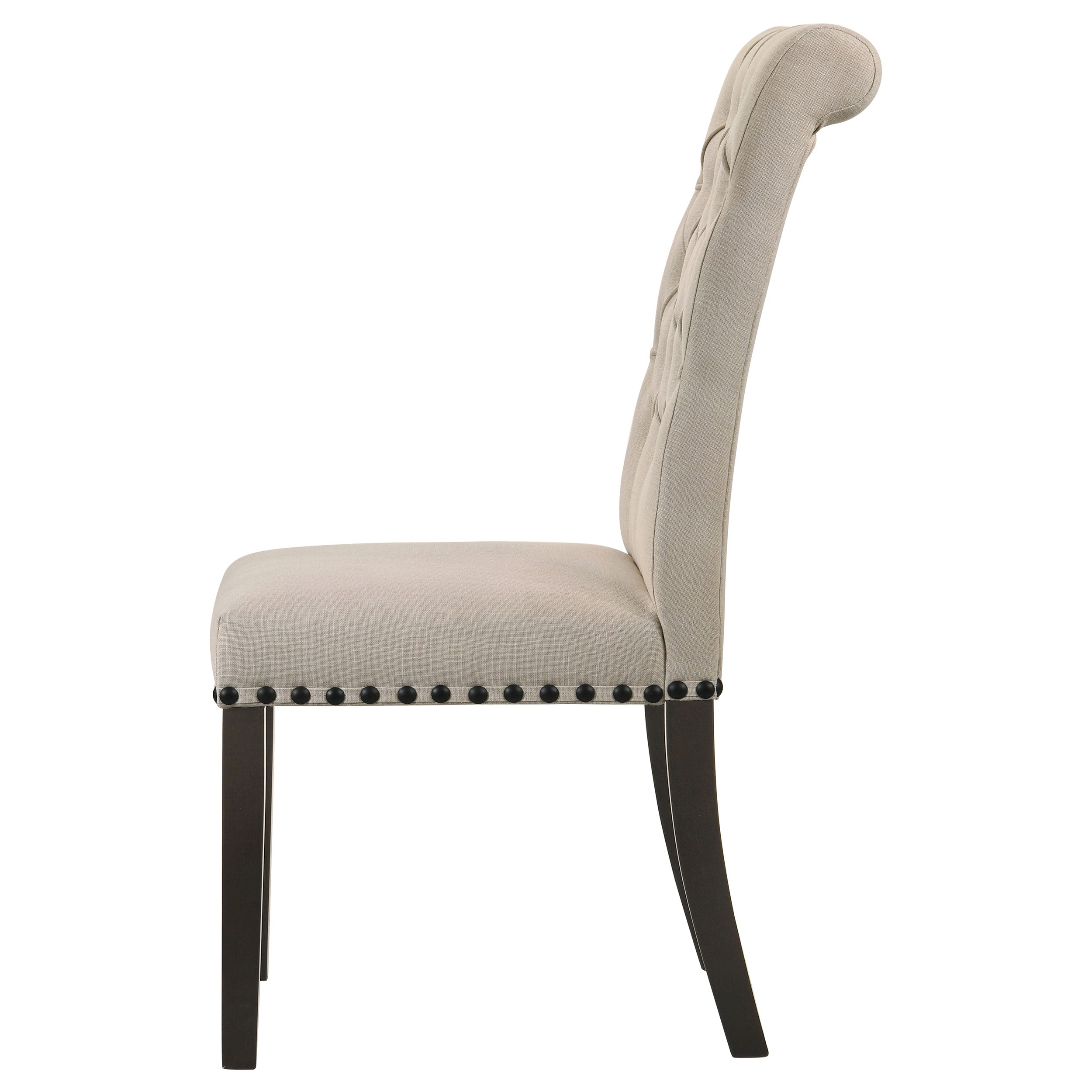 Alana Upholstered Dining Side Chair Beige Smokey Black (Set of 2)