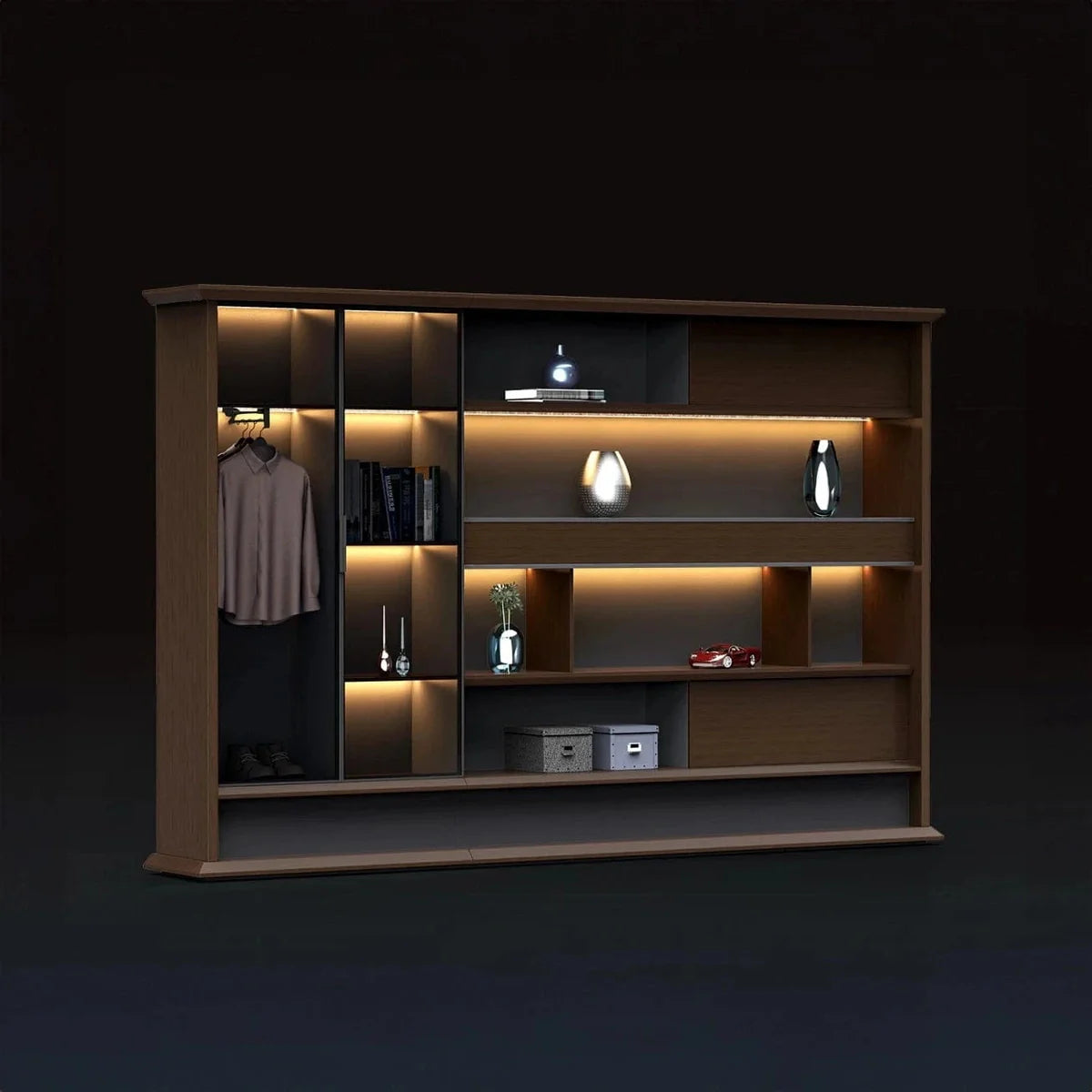 Altus · Office Library Wall Shelves w/ Integrated Lighting