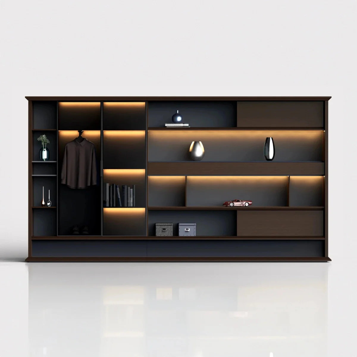 Altus · Office Library Wall Shelves w/ Integrated Lighting