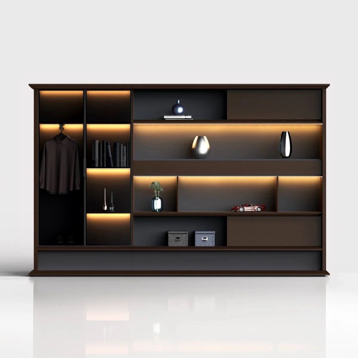 Altus · Office Library Wall Shelves w/ Integrated Lighting