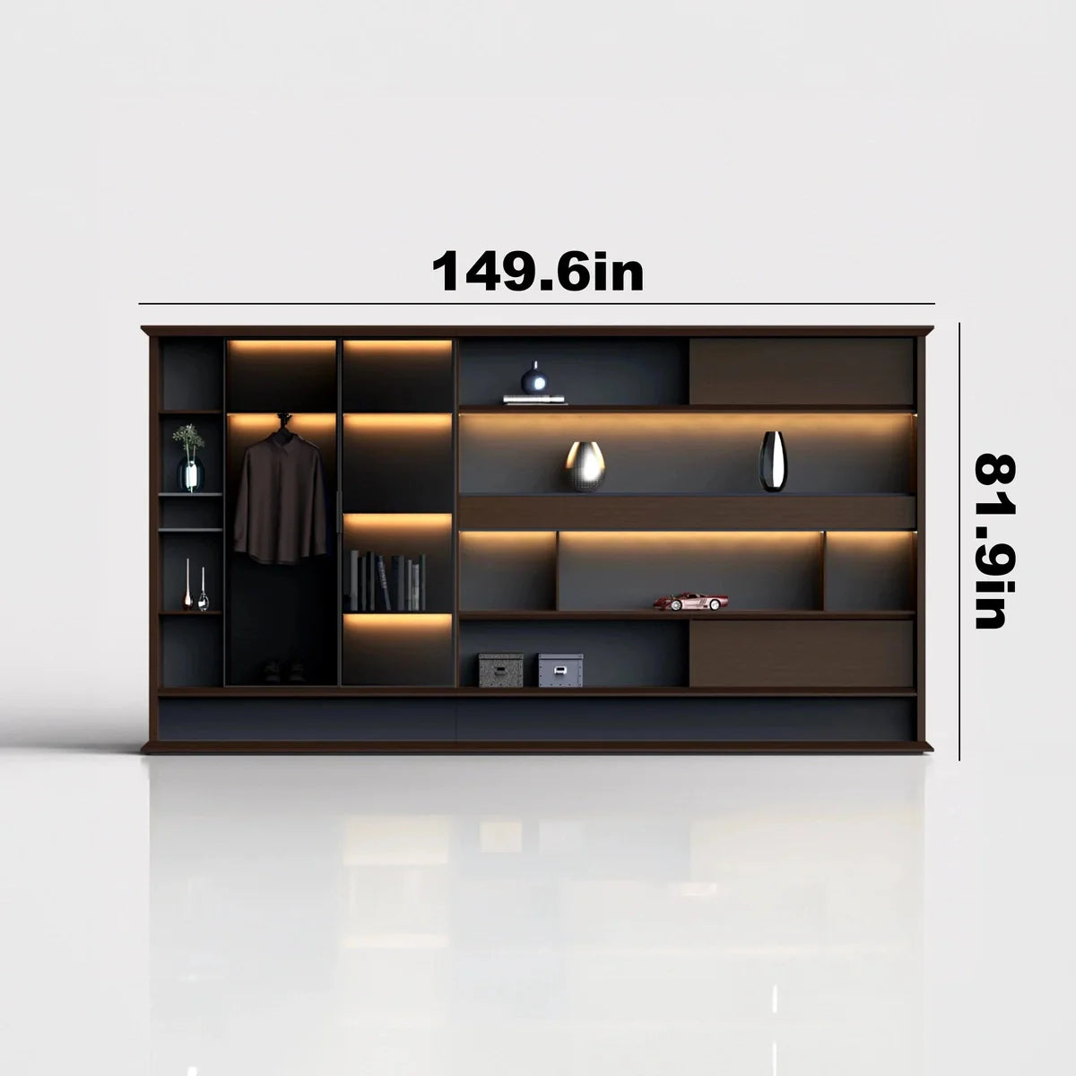Altus · Office Library Wall Shelves w/ Integrated Lighting