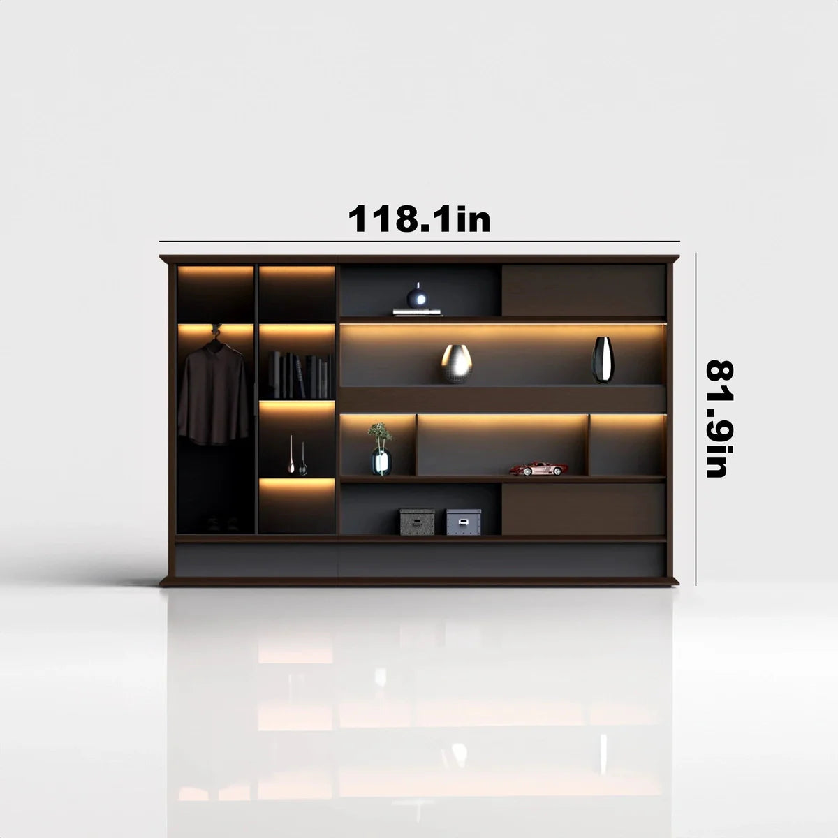 Altus · Office Library Wall Shelves w/ Integrated Lighting