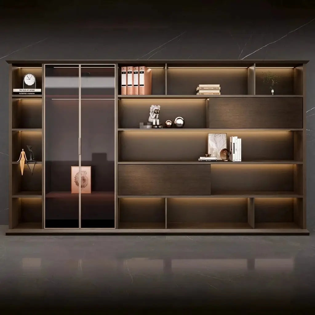Altus · Office Library Wall Shelves w/ Integrated Lighting