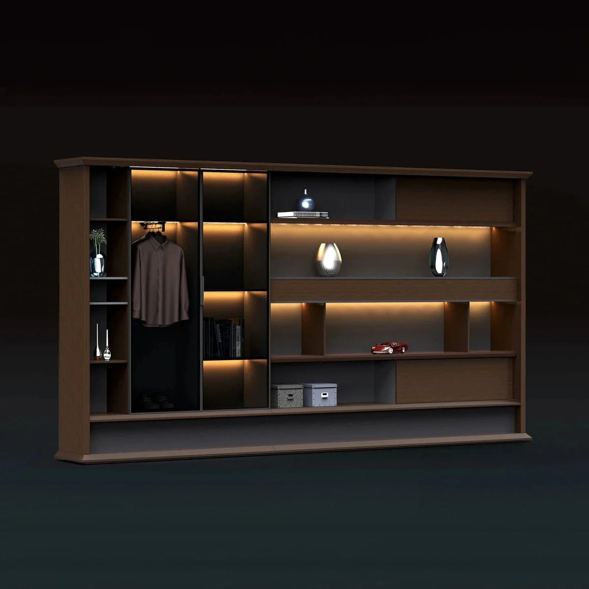 Altus · Office Library Wall Shelves w/ Integrated Lighting