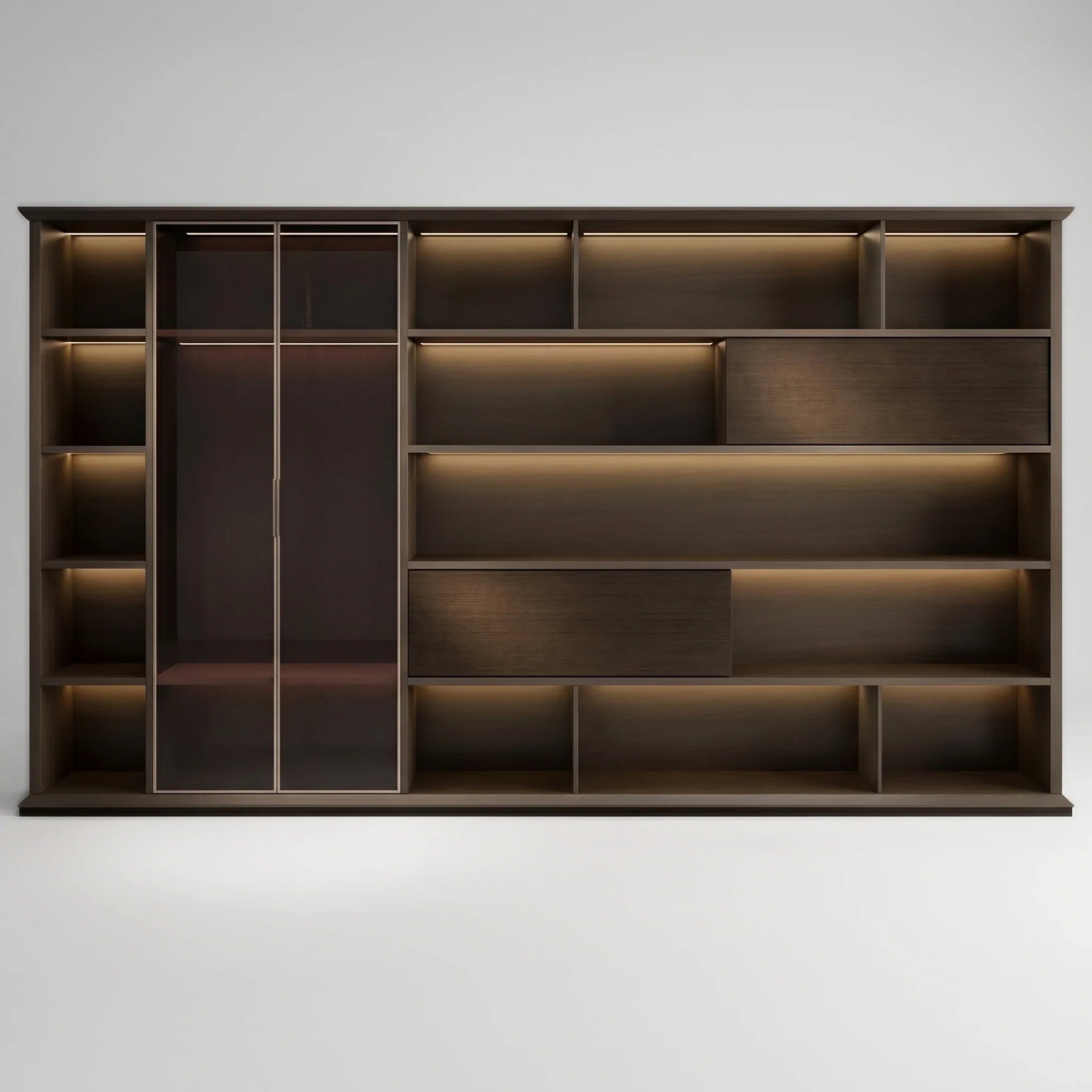 Altus · Office Library Wall Shelves w/ Integrated Lighting