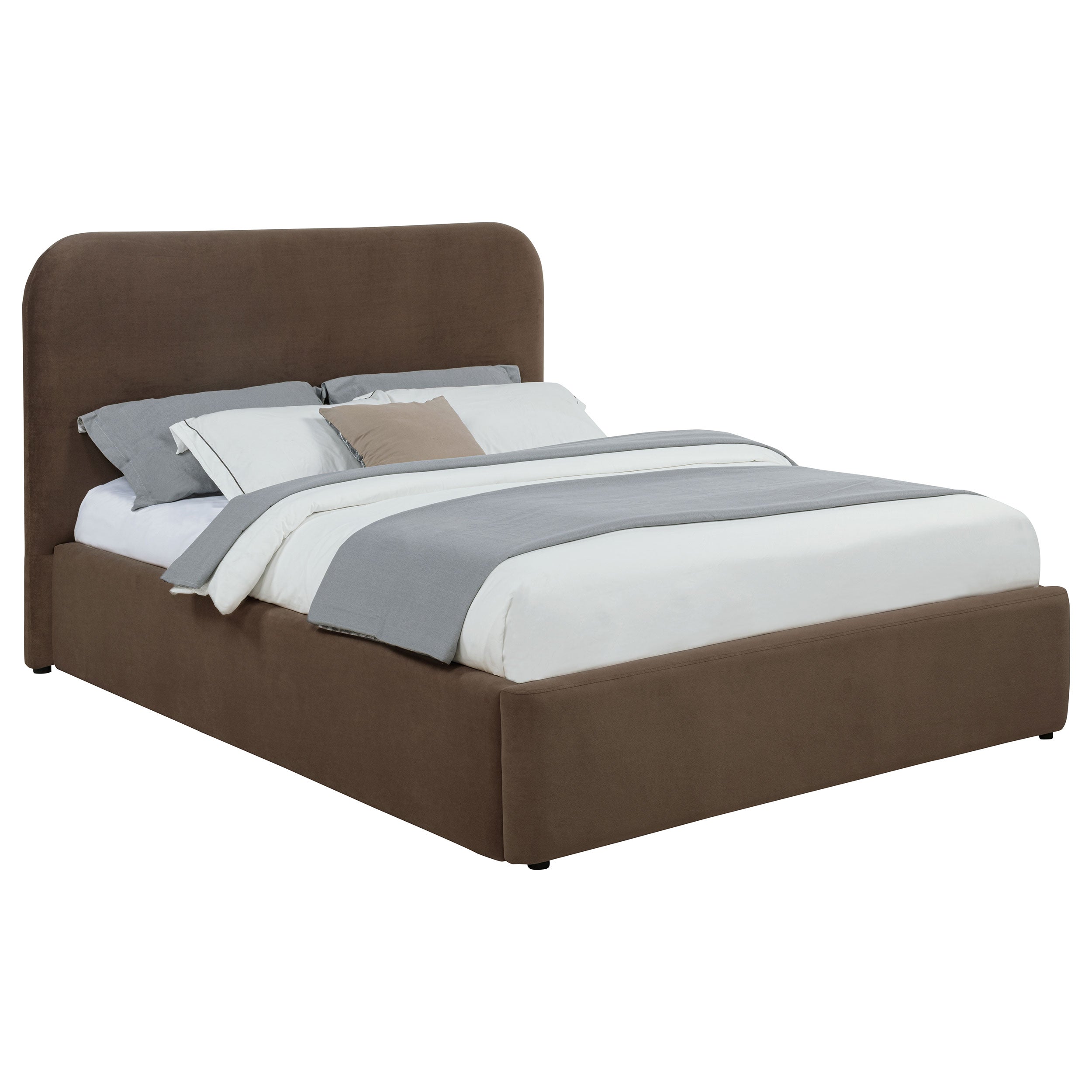 Anders Upholstered Queen Storage Lift Platform Bed Chocolate