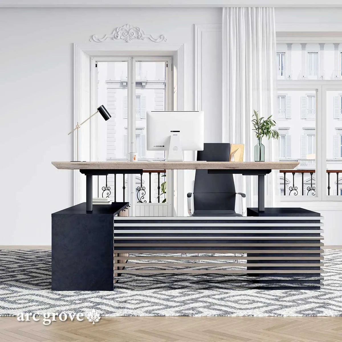 Anderson · L-Shaped Executive Standing Desk, Adjustable Height
