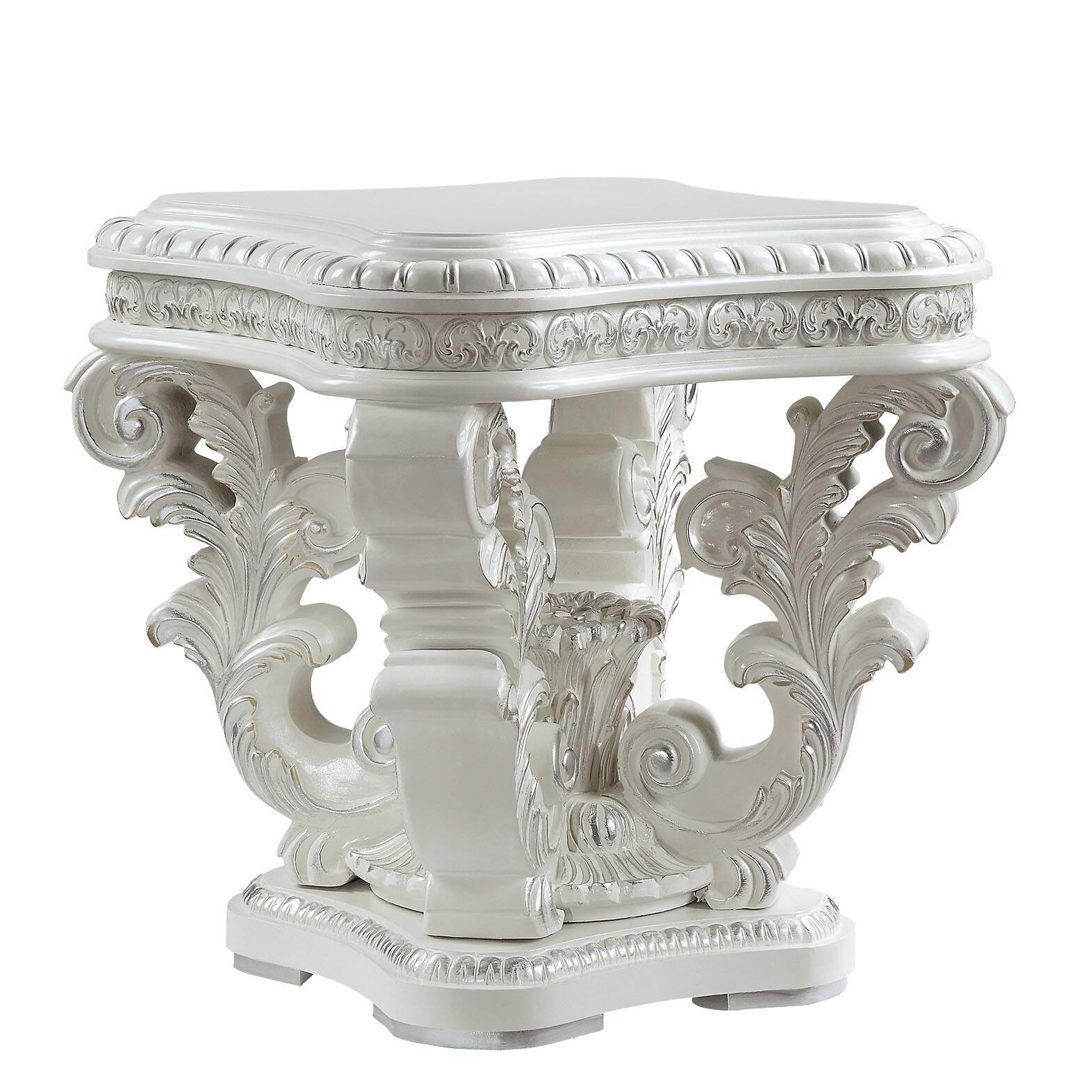 Antique White Square End Table