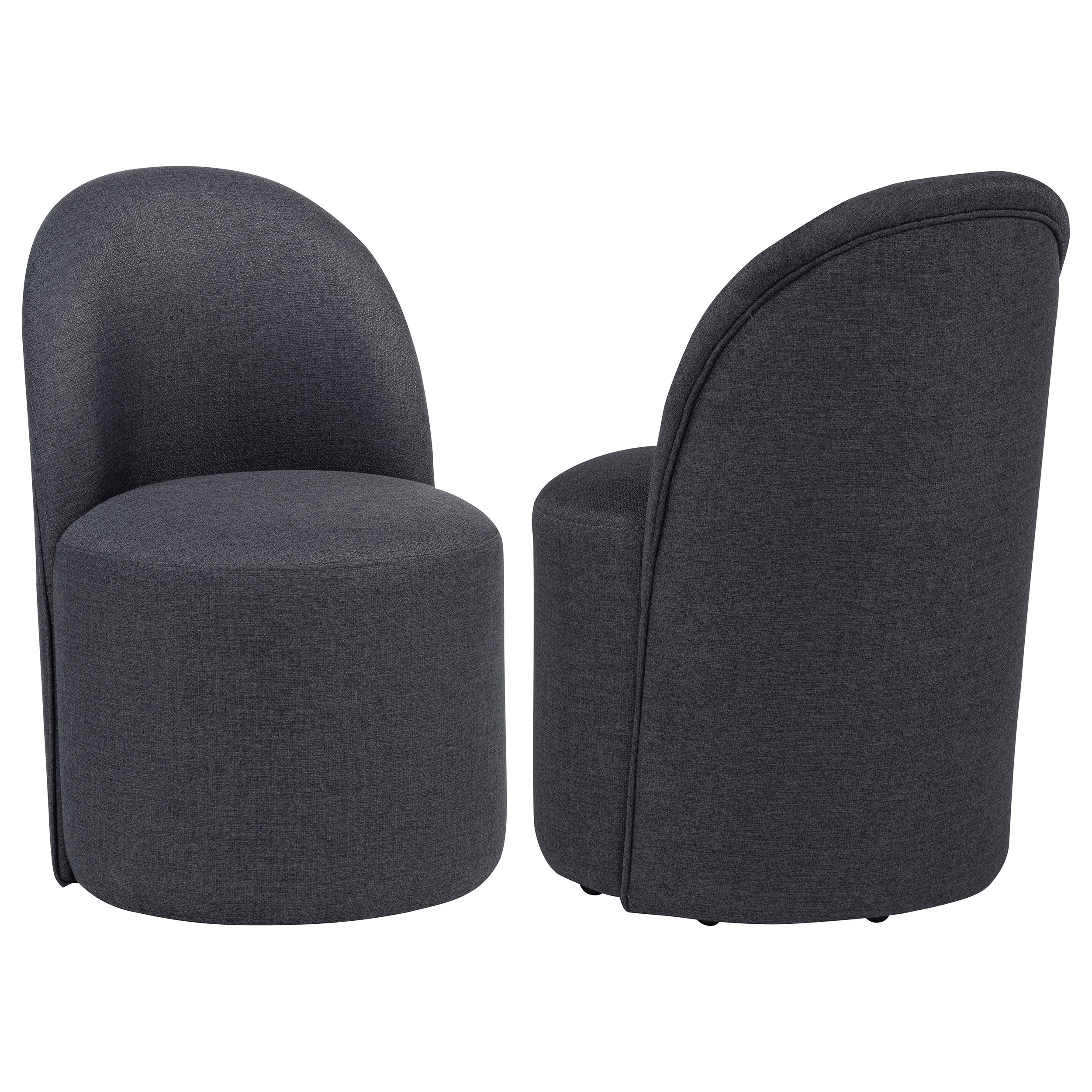 Aubrey Upholstered Barrel Dining Side Chair Charcoal (Set of 2)