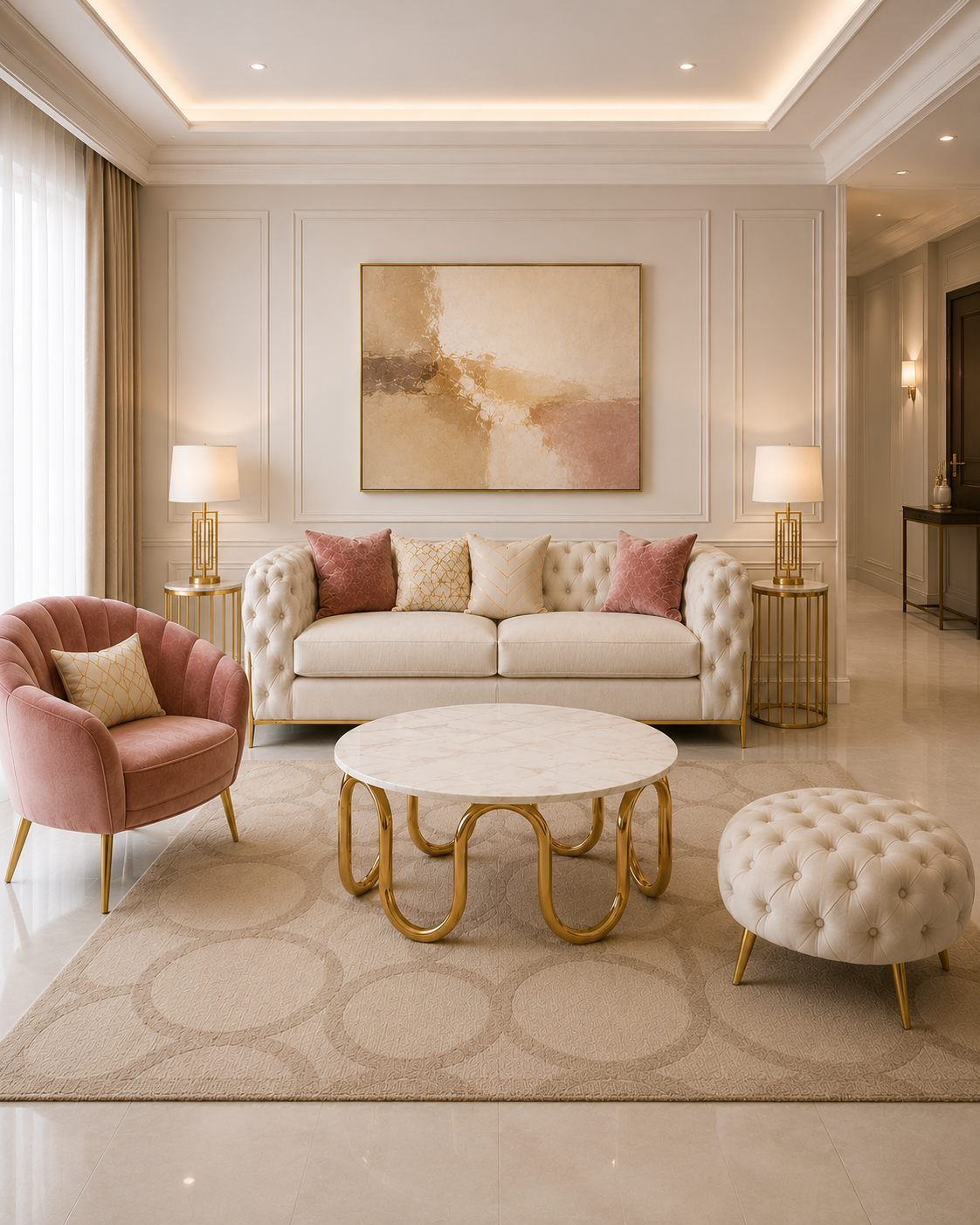 Aurelia Loop Marble & Steel Coffee Table