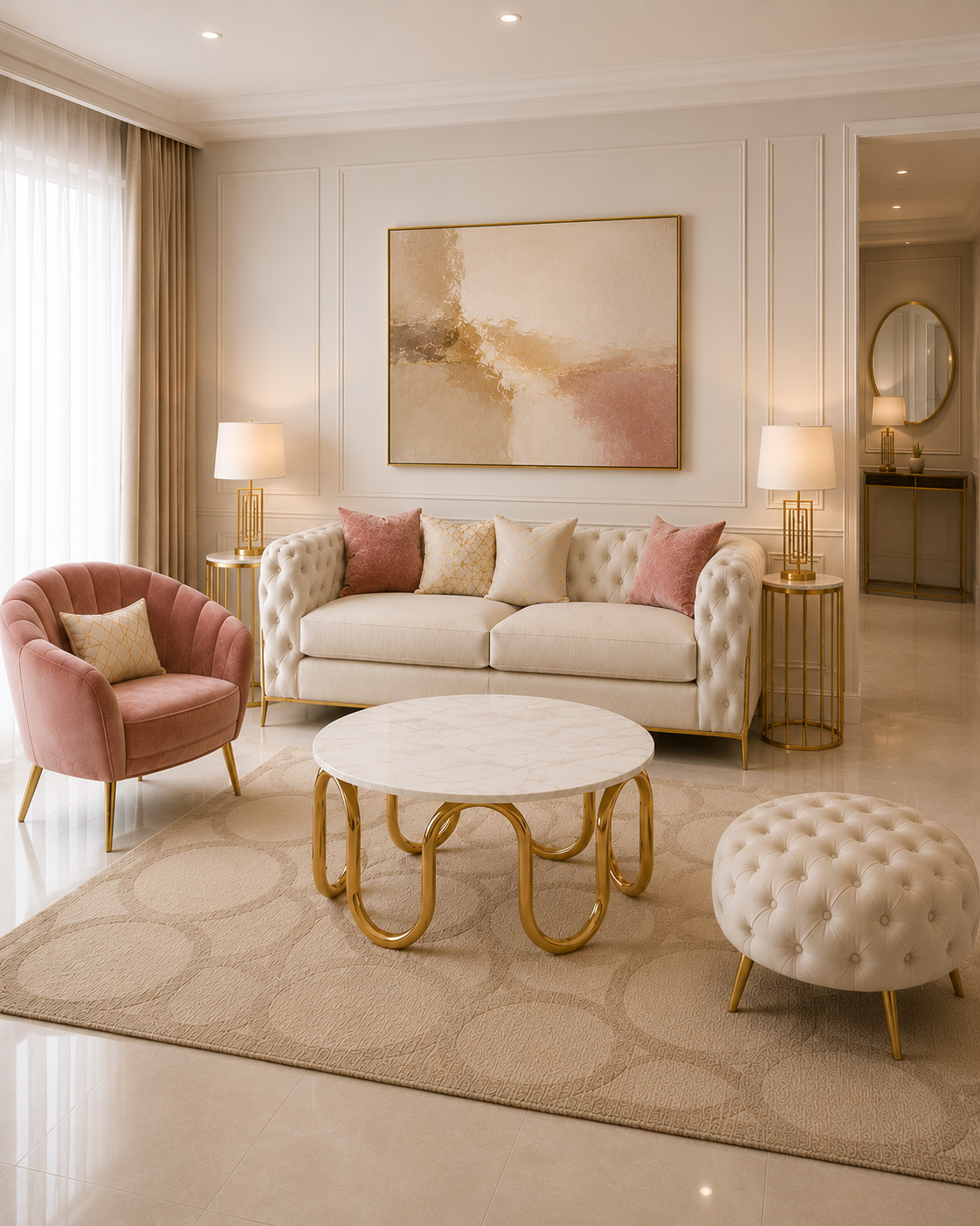 Aurelia Loop Marble & Steel Coffee Table