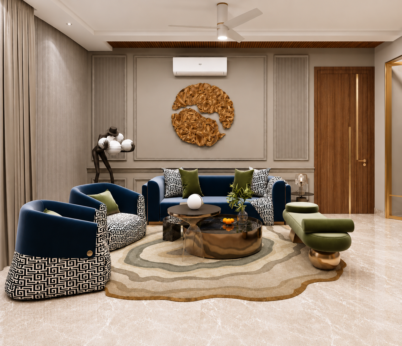 Aurelius 3-Piece Designer Living Room Set