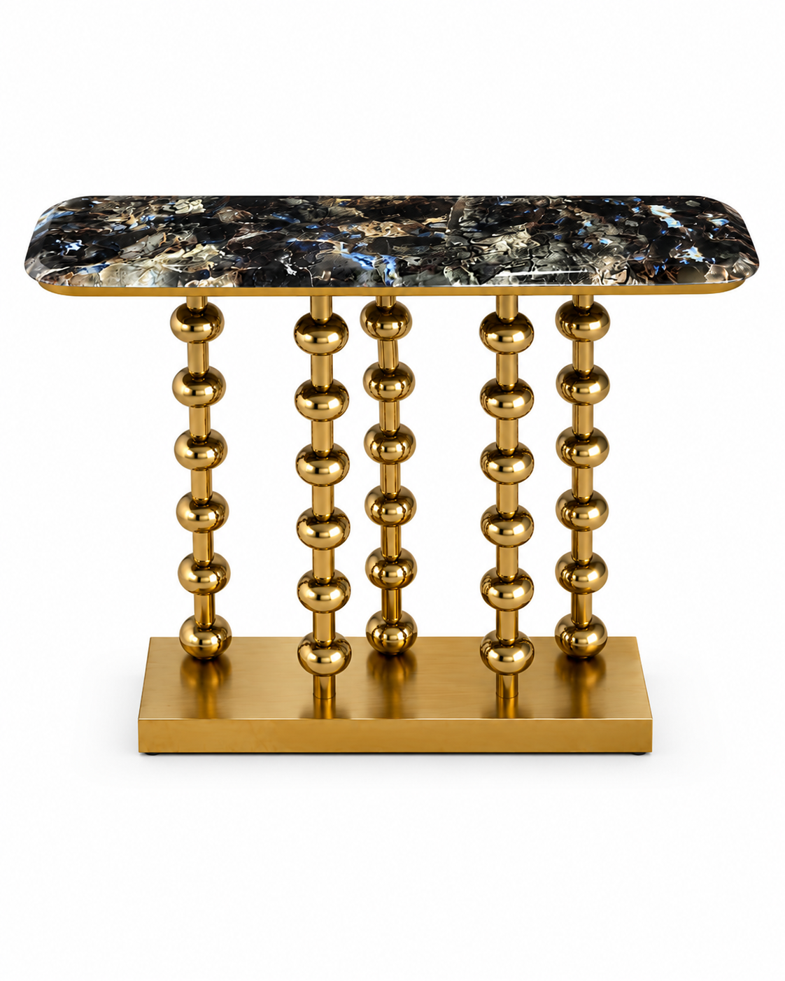 Auric Orb Marble & Steel Console Table