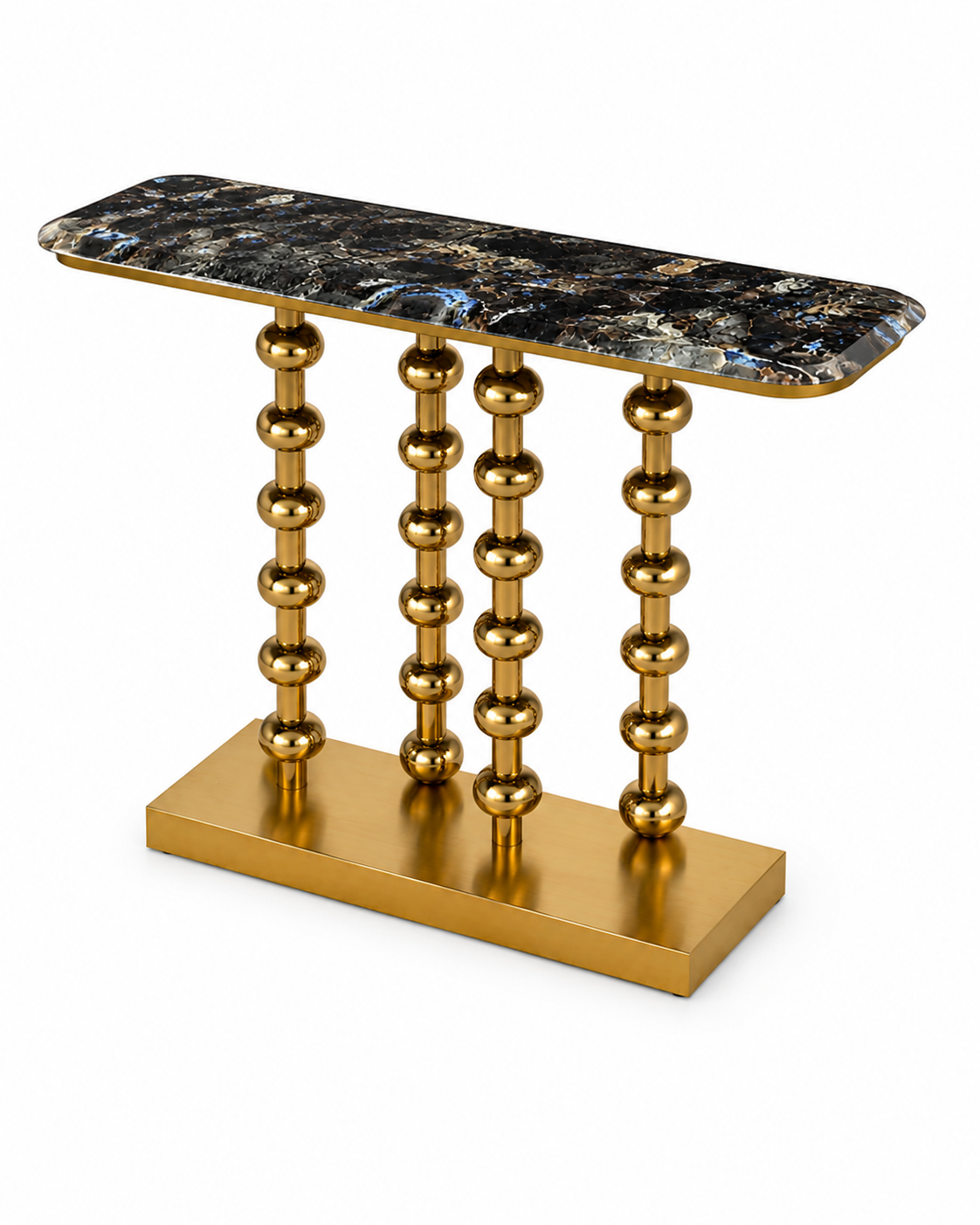 Auric Orb Marble & Steel Console Table