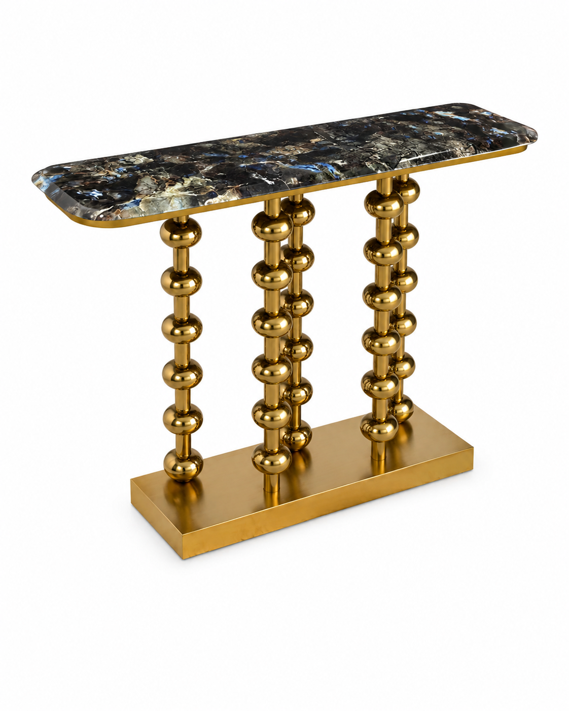 Auric Orb Marble & Steel Console Table