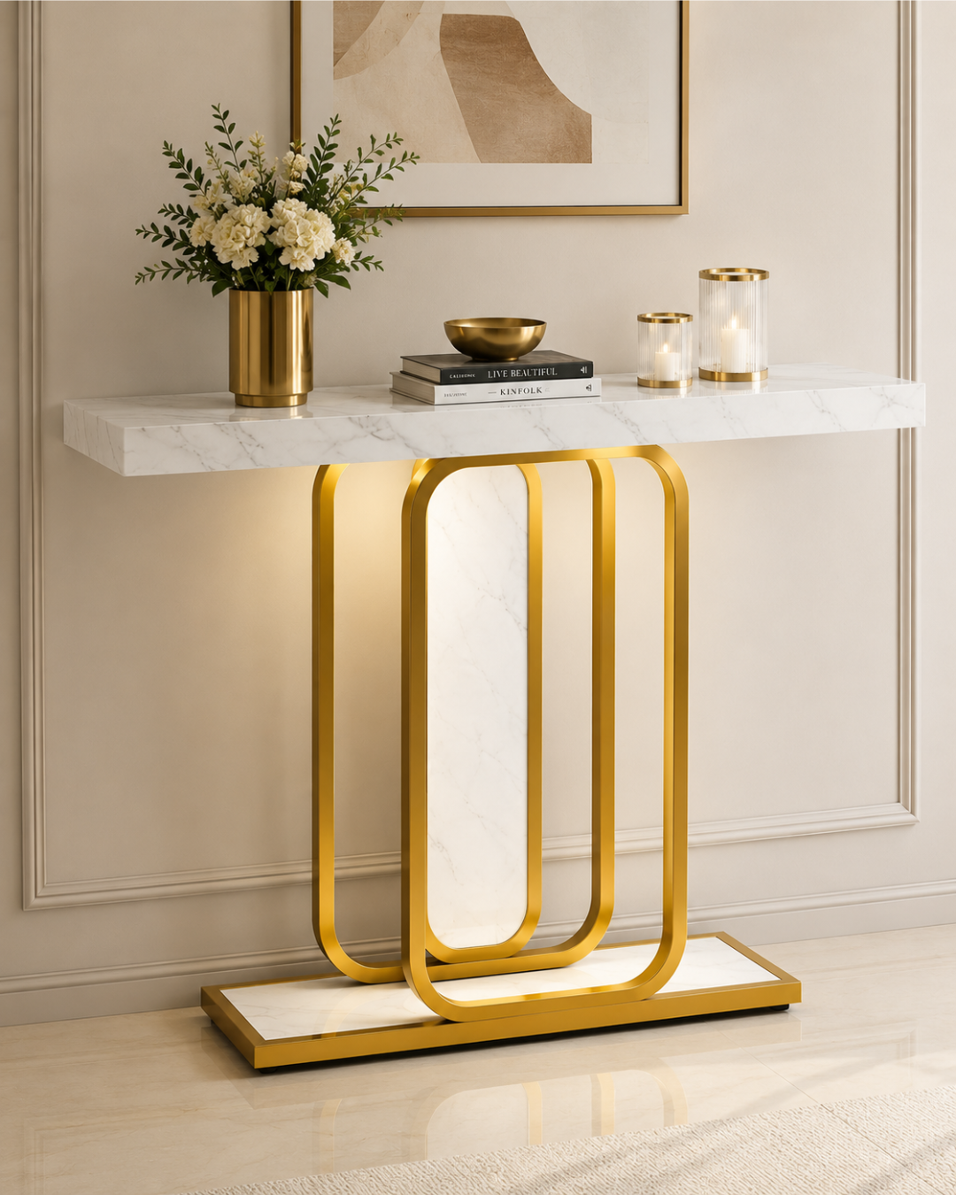 Aurum Marble & Steel Console Table