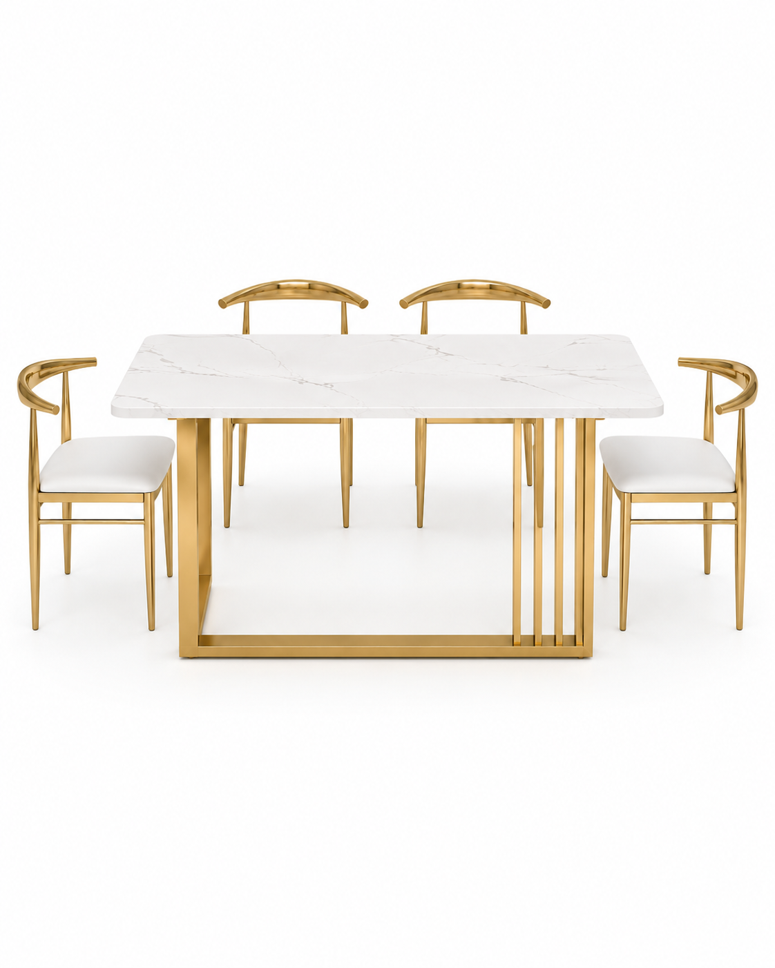 Aurum Trinity Marble & Steel Dining Table