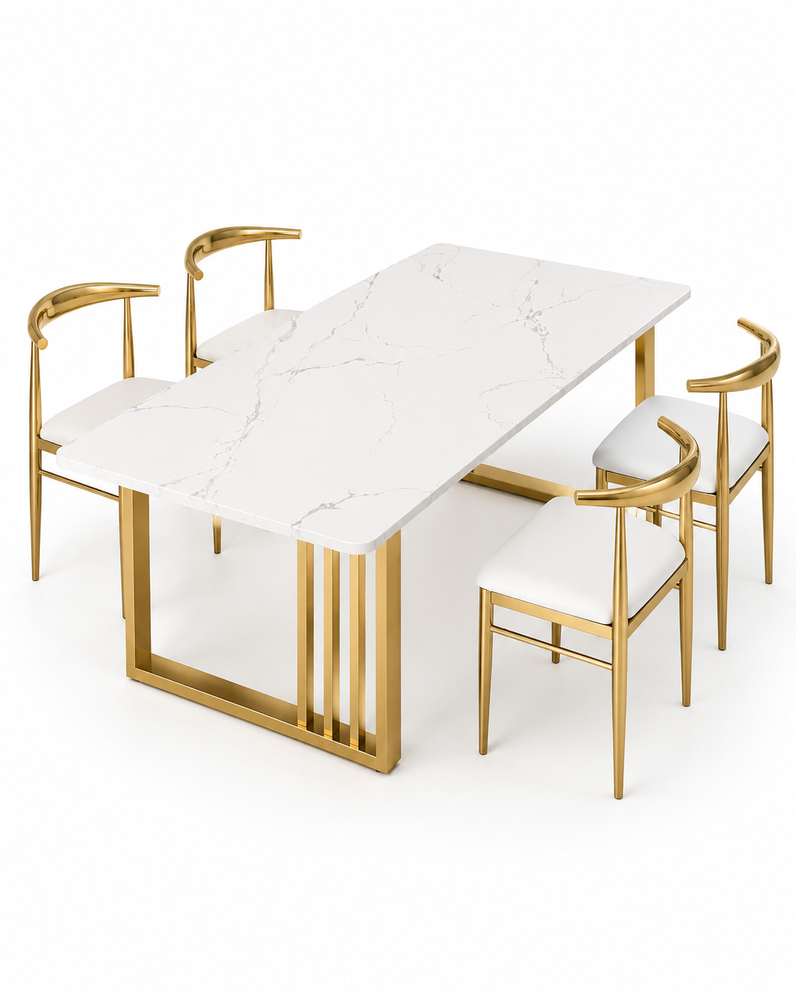 Aurum Trinity Marble & Steel Dining Table