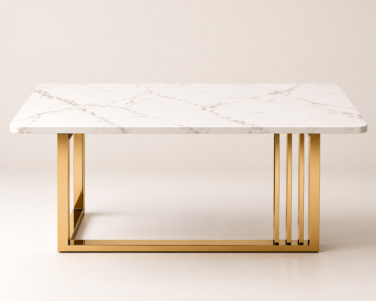 Aurum Trinity Marble & Steel Dining Table