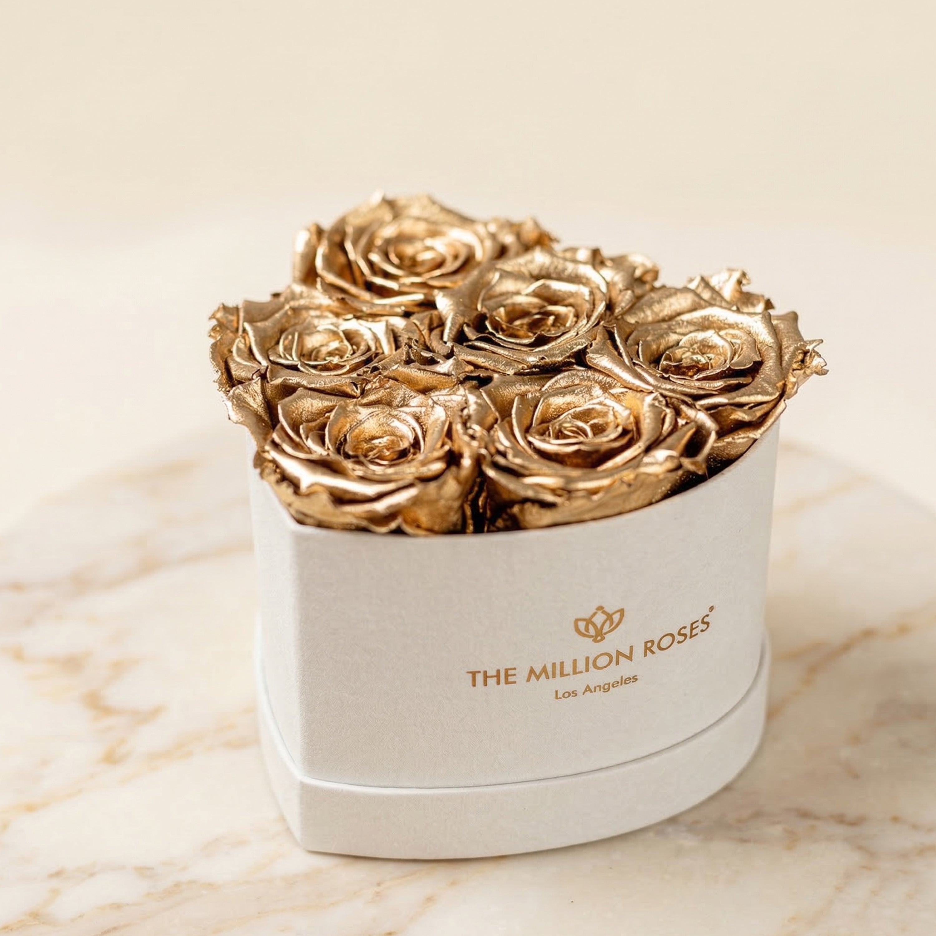 Baby Heart Beige Suede Box | Gold Roses
