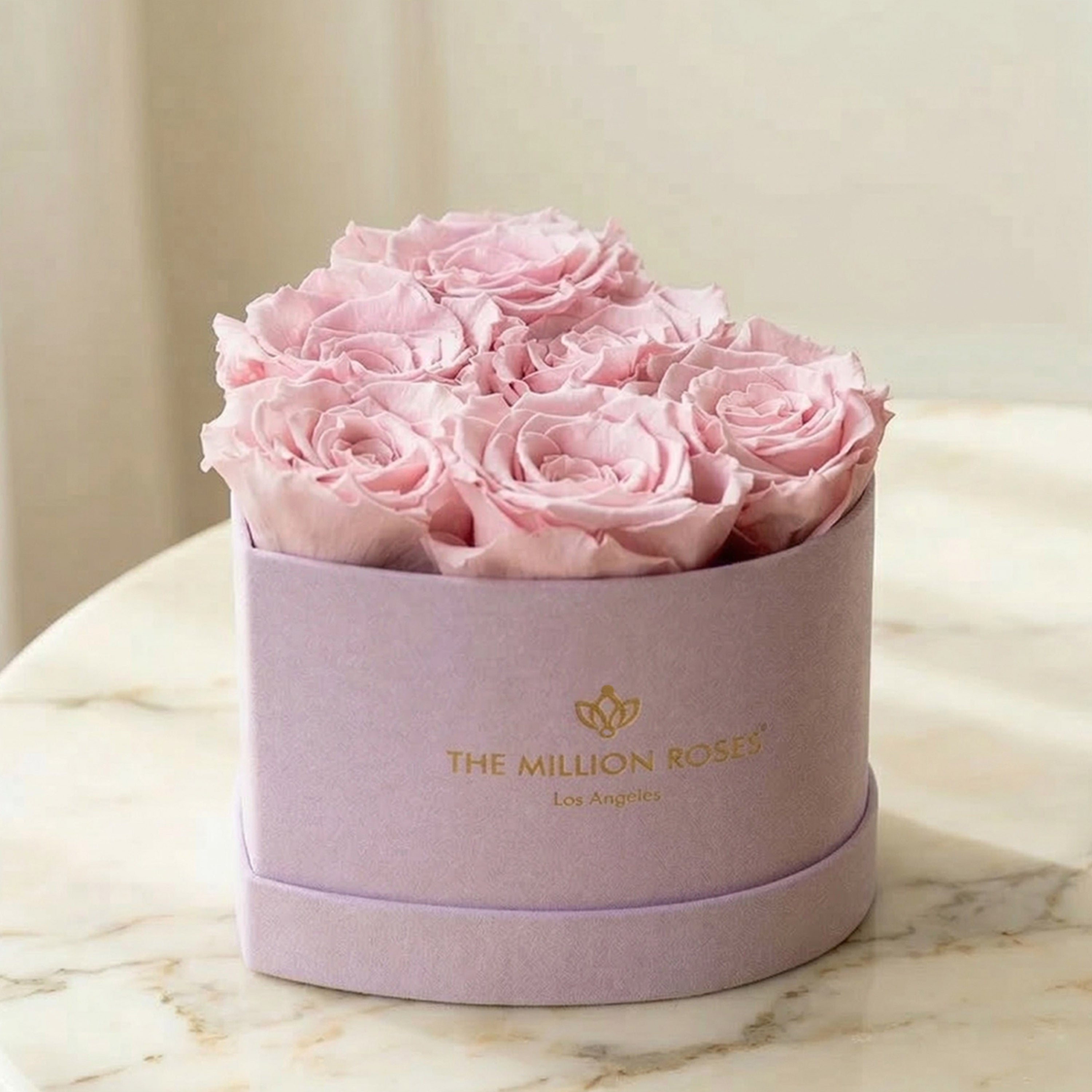 Baby Heart Light Pink Suede Box | Light Pink Roses