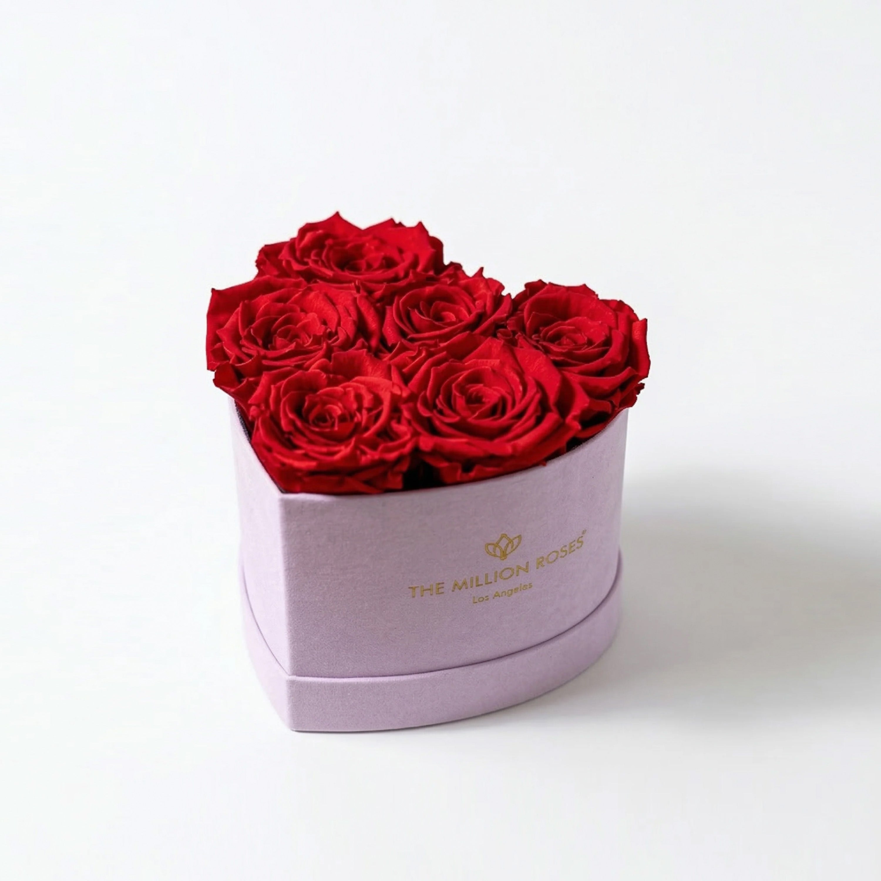 Baby Heart Light Pink Suede Box | Red Roses