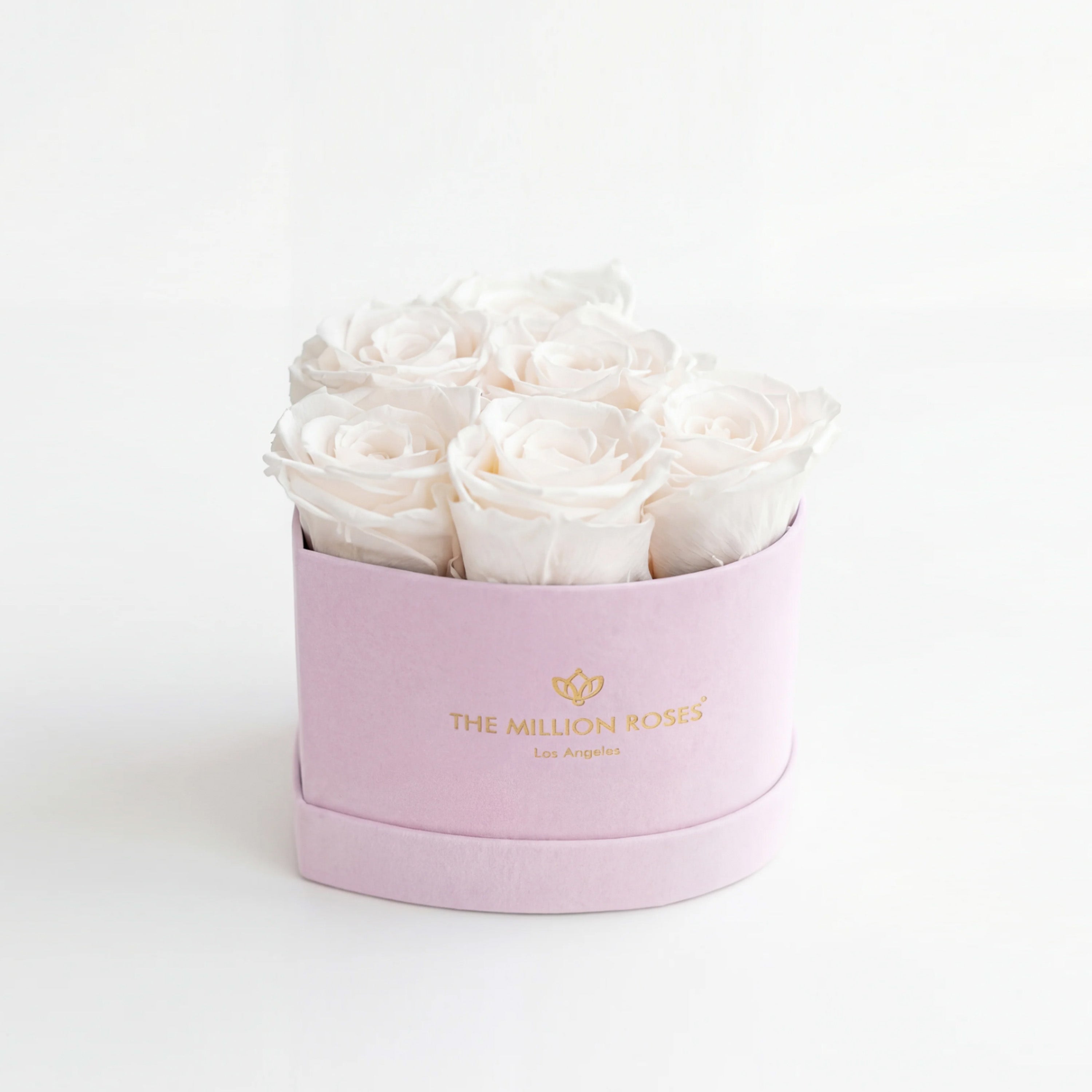 Baby Heart Light Pink Suede Box | White Roses