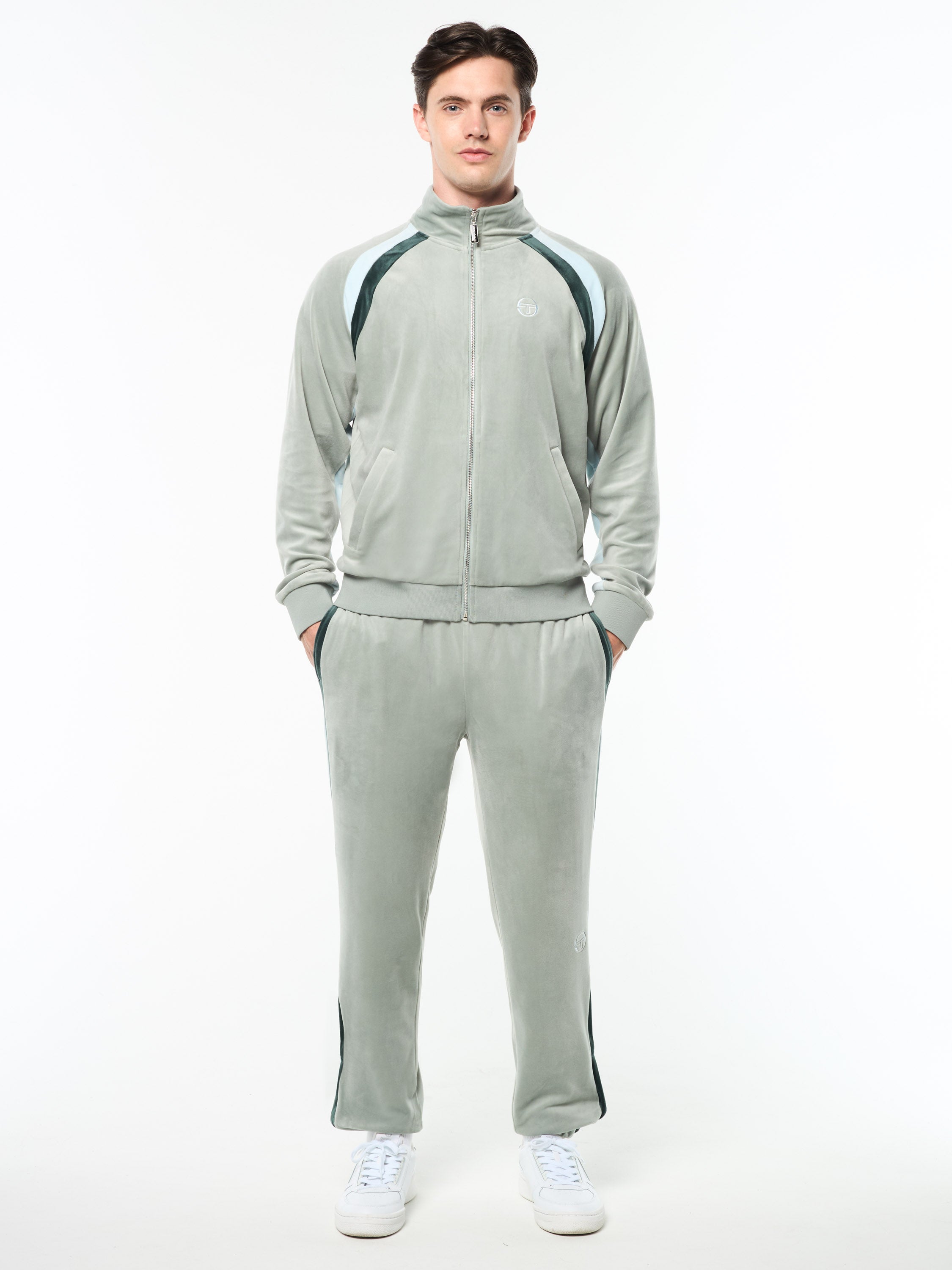 Banda Velour Track Jacket- Slate Gray