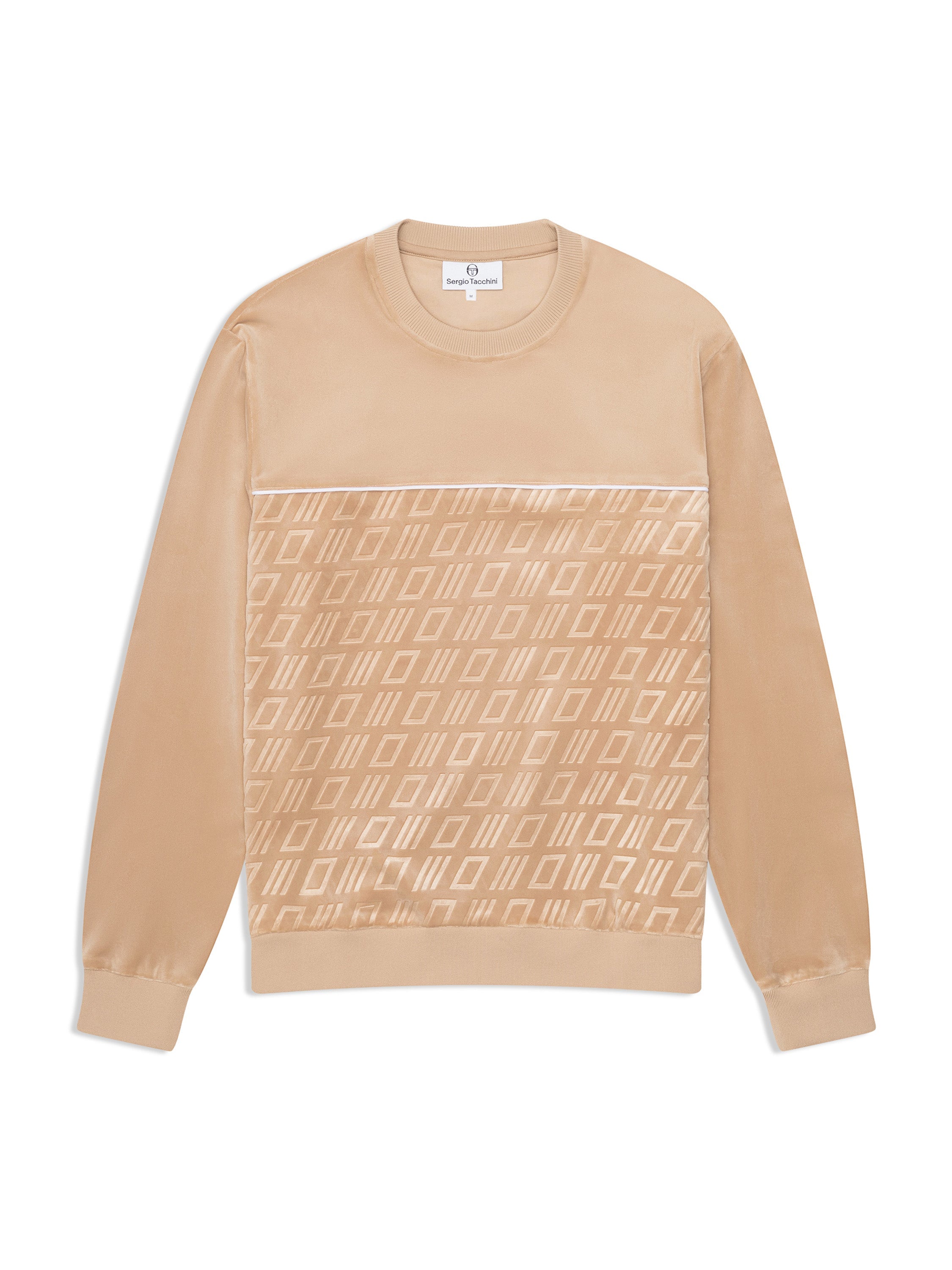 Bandiera Debossed Velour Crewneck-Humus