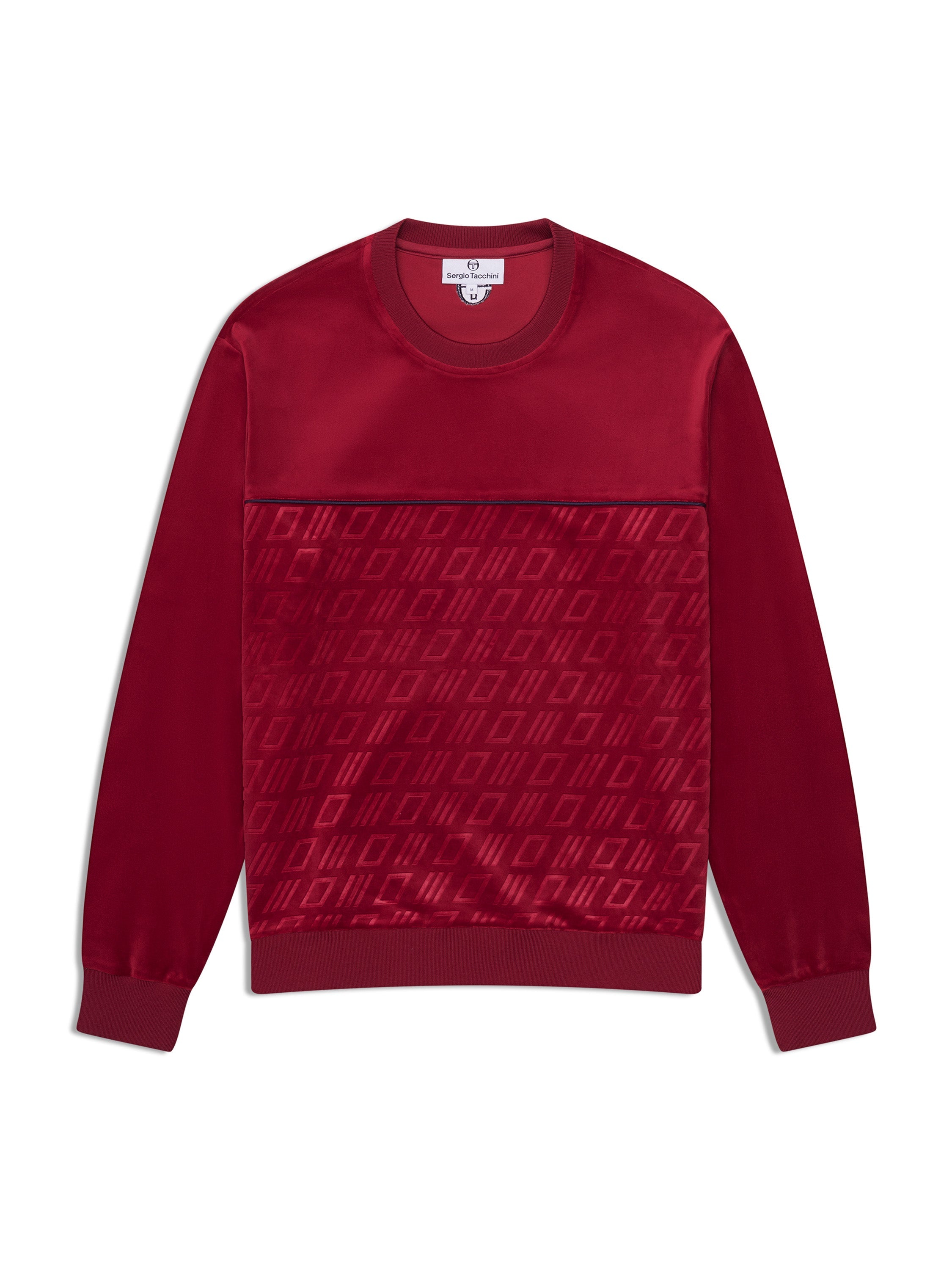 Bandiera Debossed Velour Crewneck-Rhubarb