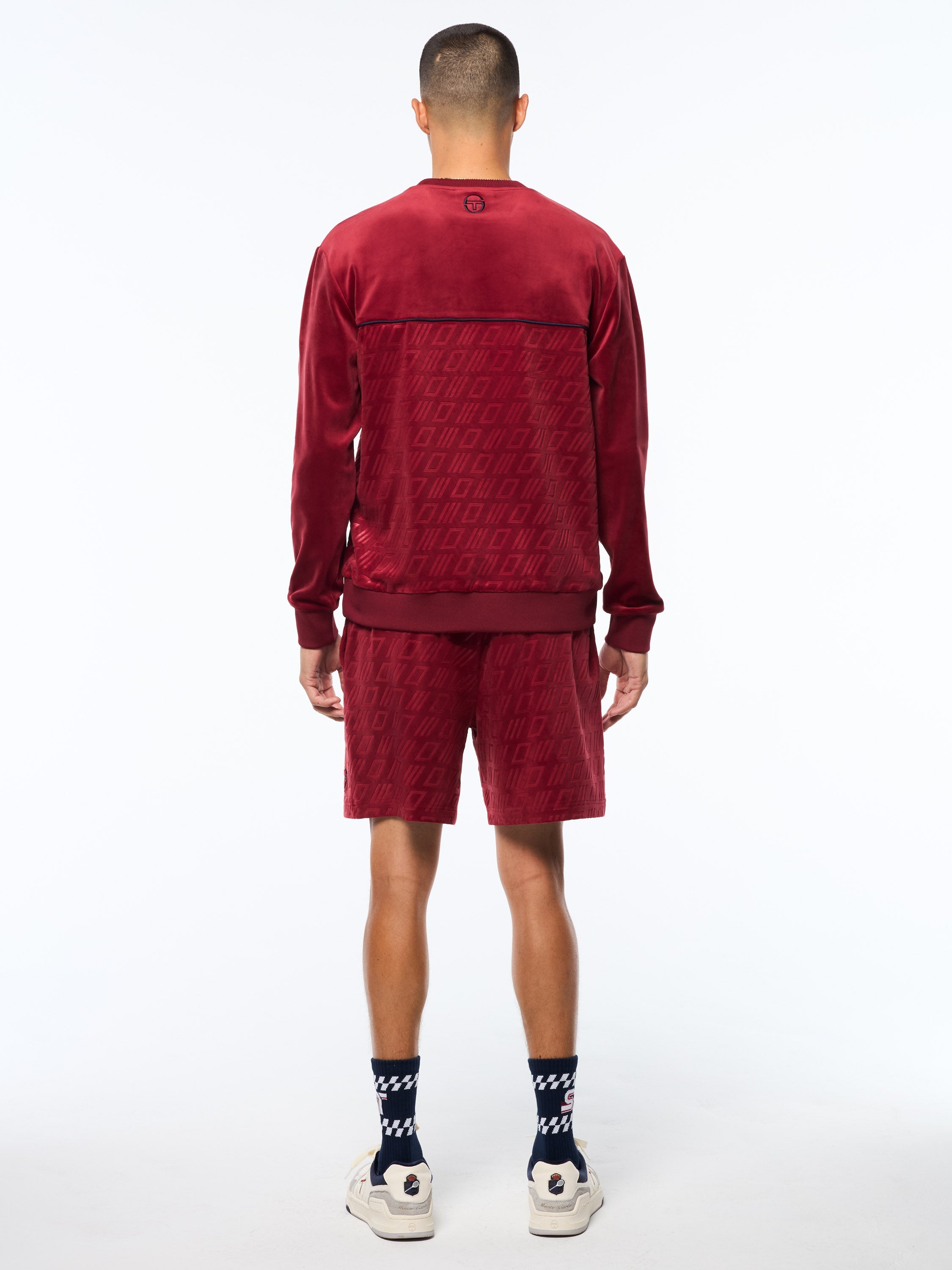 Bandiera Debossed Velour Crewneck-Rhubarb